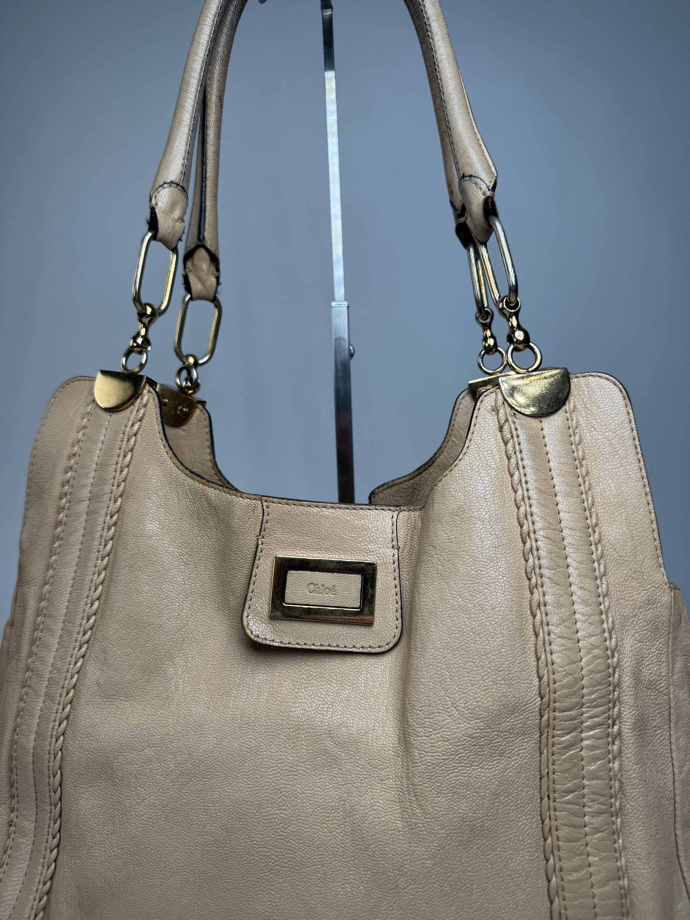 Chloe Vintage Leather Handbag Tote bag Beige Size ONE SIZE - 6 Thumbnail