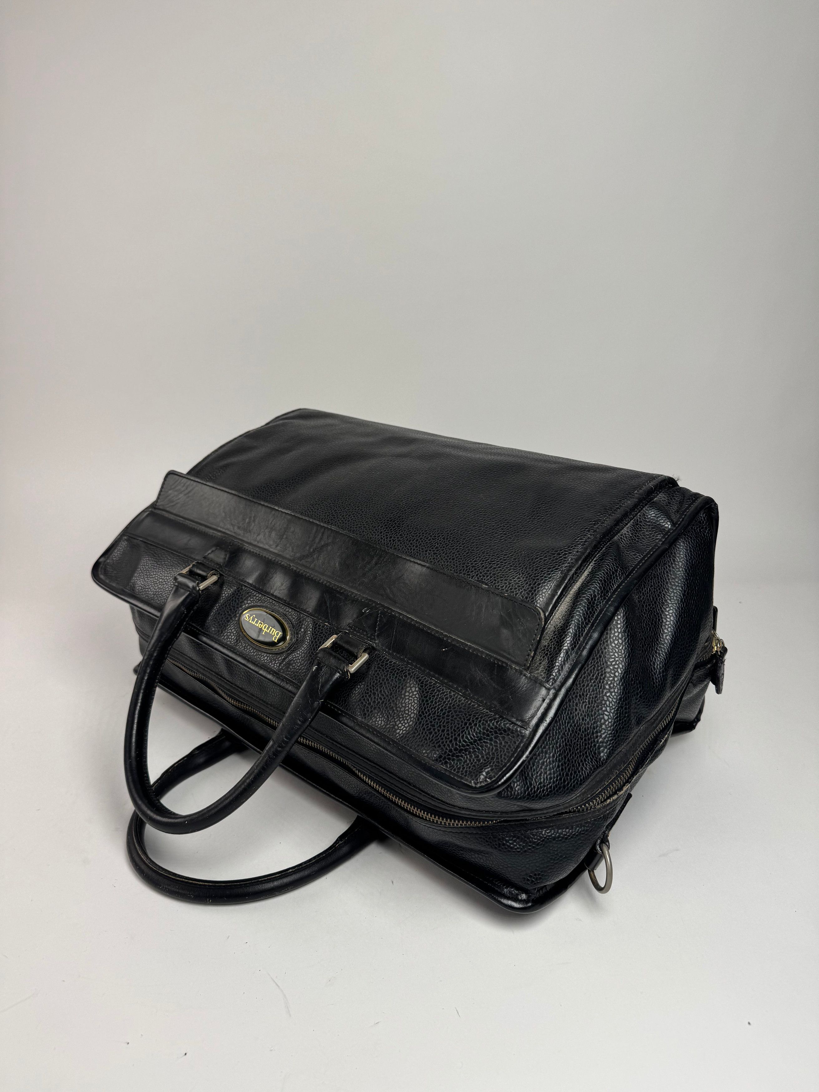 Burberry Vintage Leather Duffel Bag Black Size ONE SIZE - 4 Thumbnail