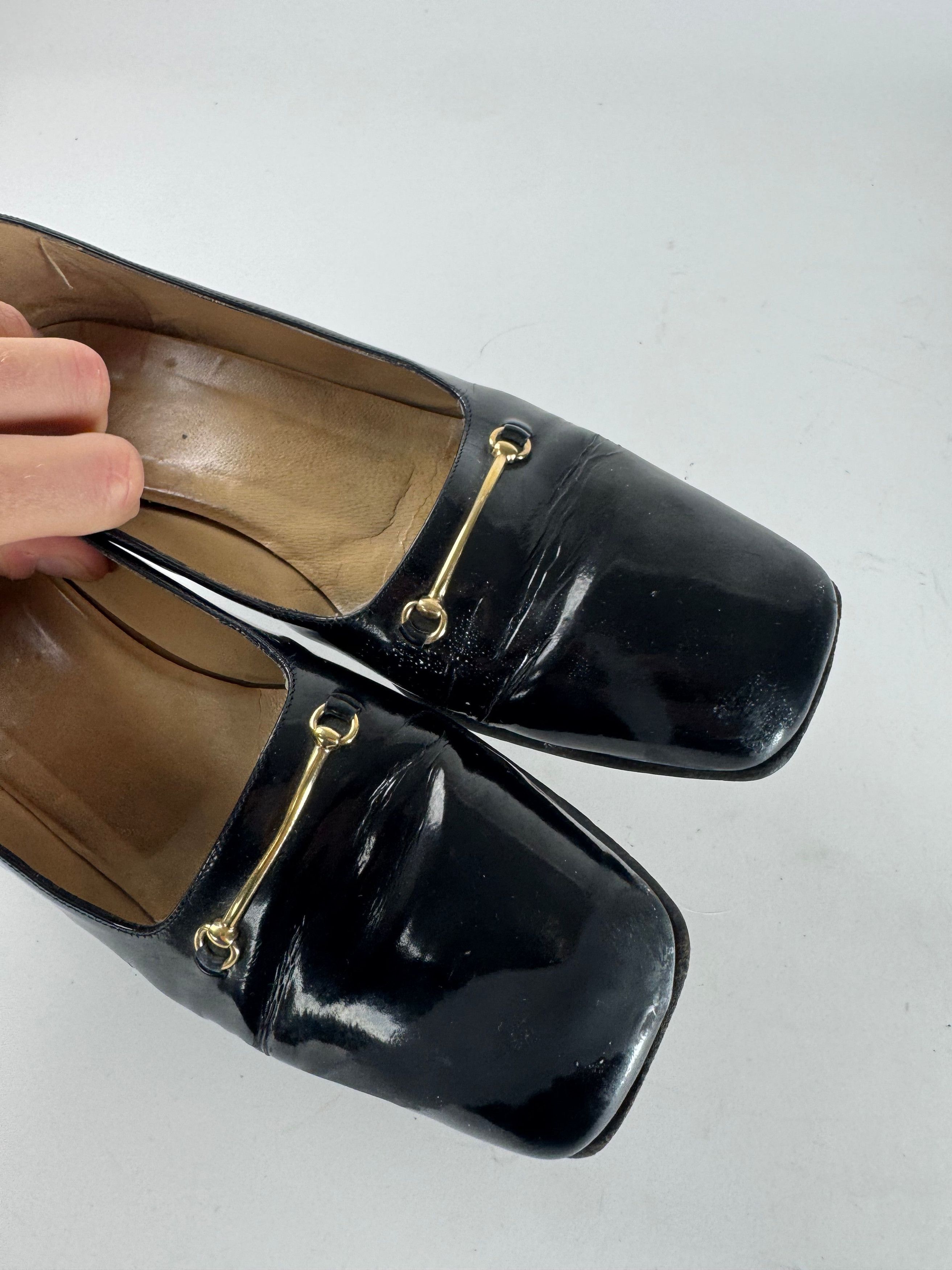 Gucci Vintage Patent Leather Pumps Black 39 Size US 8 / IT 38 - 8 Thumbnail