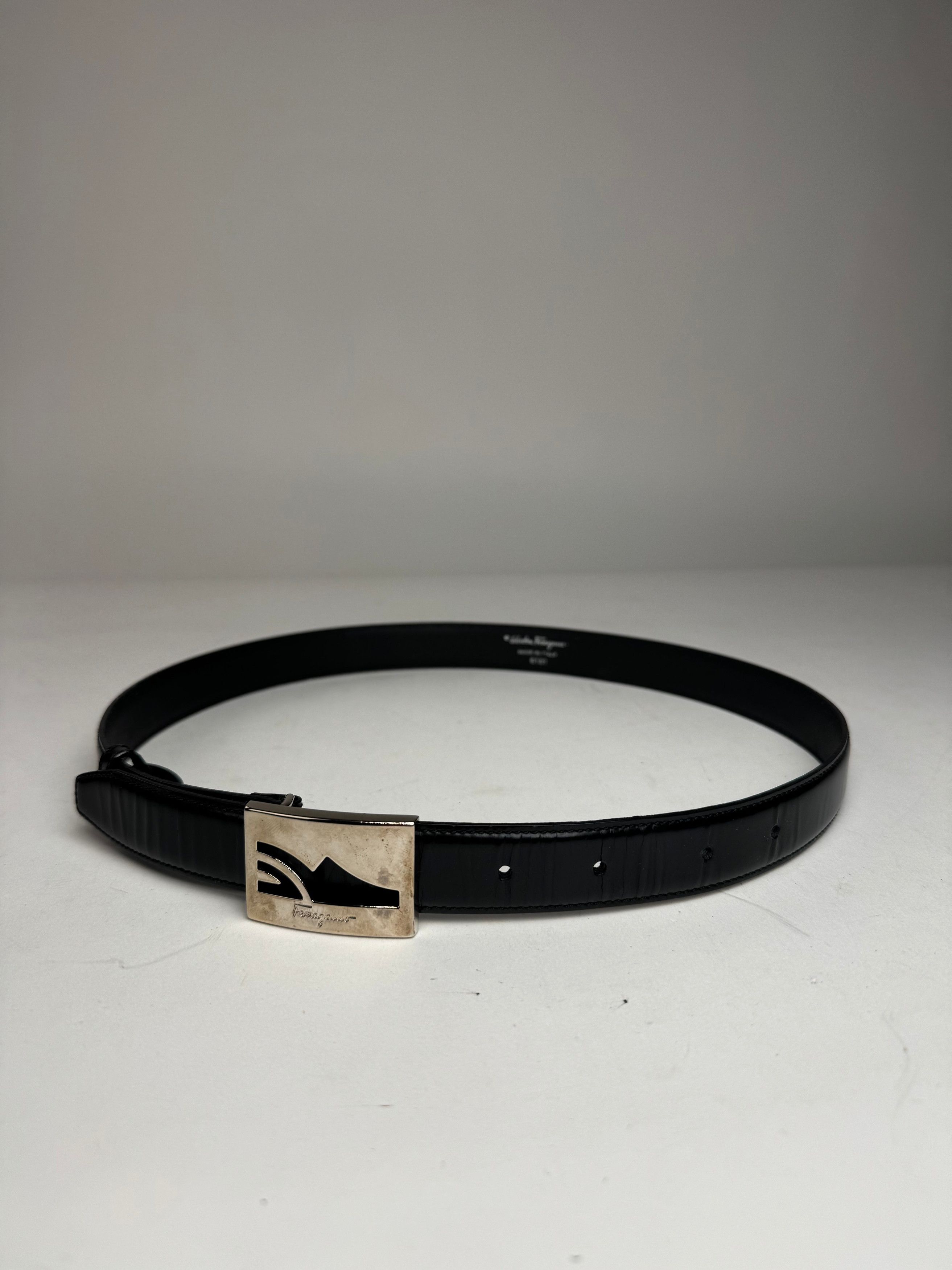 Salvatore Ferragamo Vintage Patent Leather Belt Black Size ONE SIZE - 11 Thumbnail