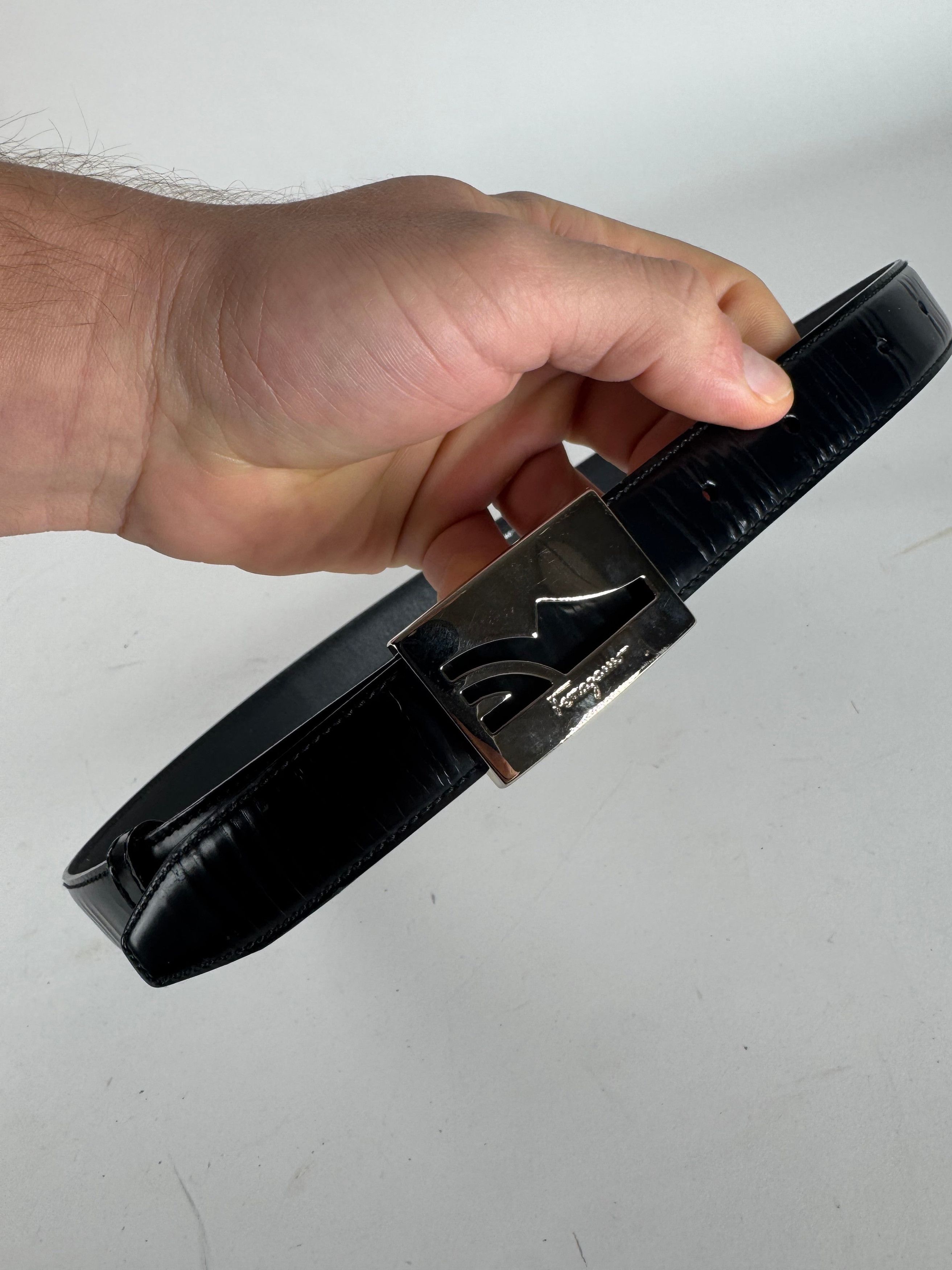 Salvatore Ferragamo Vintage Patent Leather Belt Black Size ONE SIZE - 2 Thumbnail