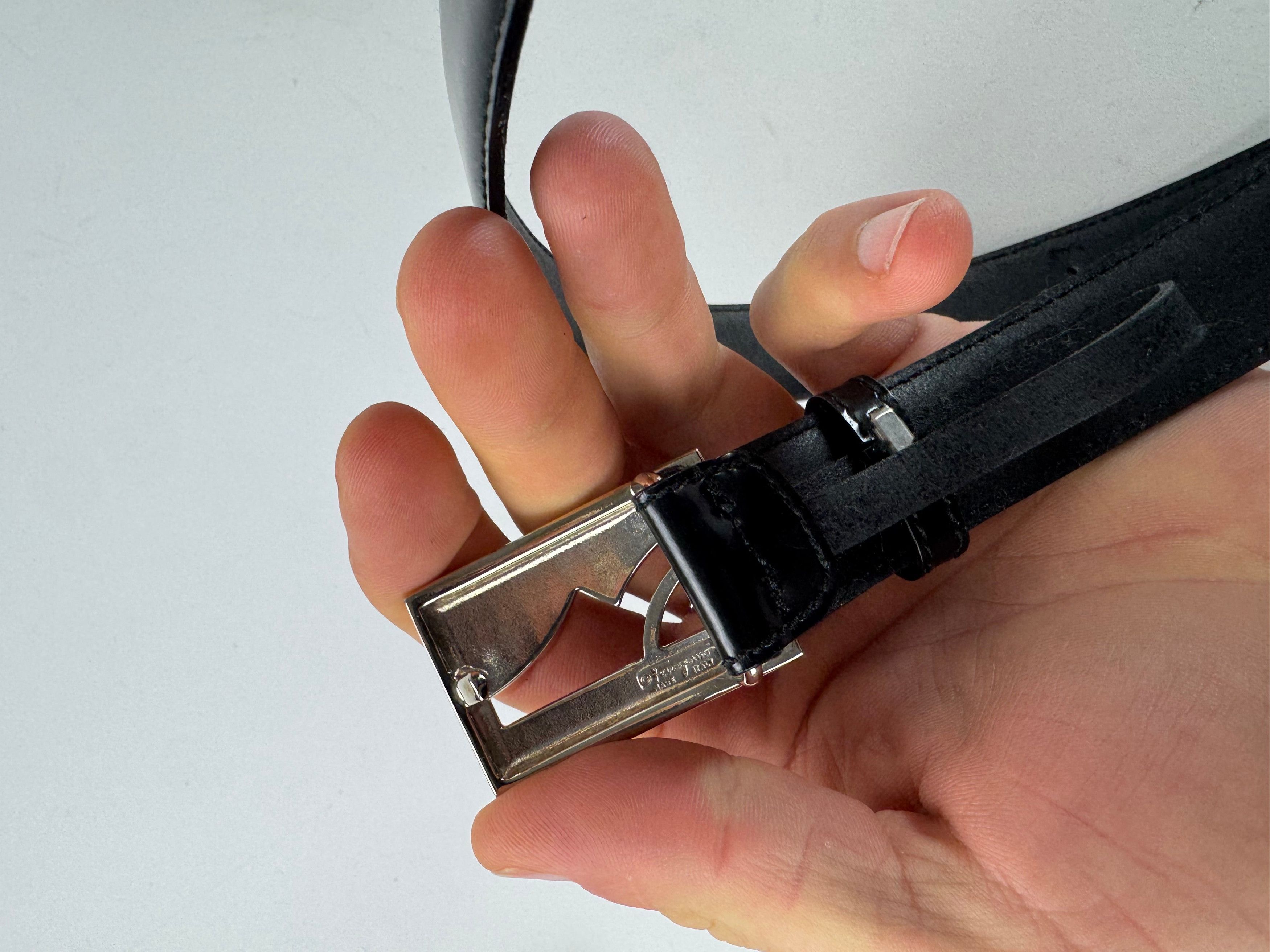 Salvatore Ferragamo Vintage Patent Leather Belt Black Size ONE SIZE - 8 Thumbnail