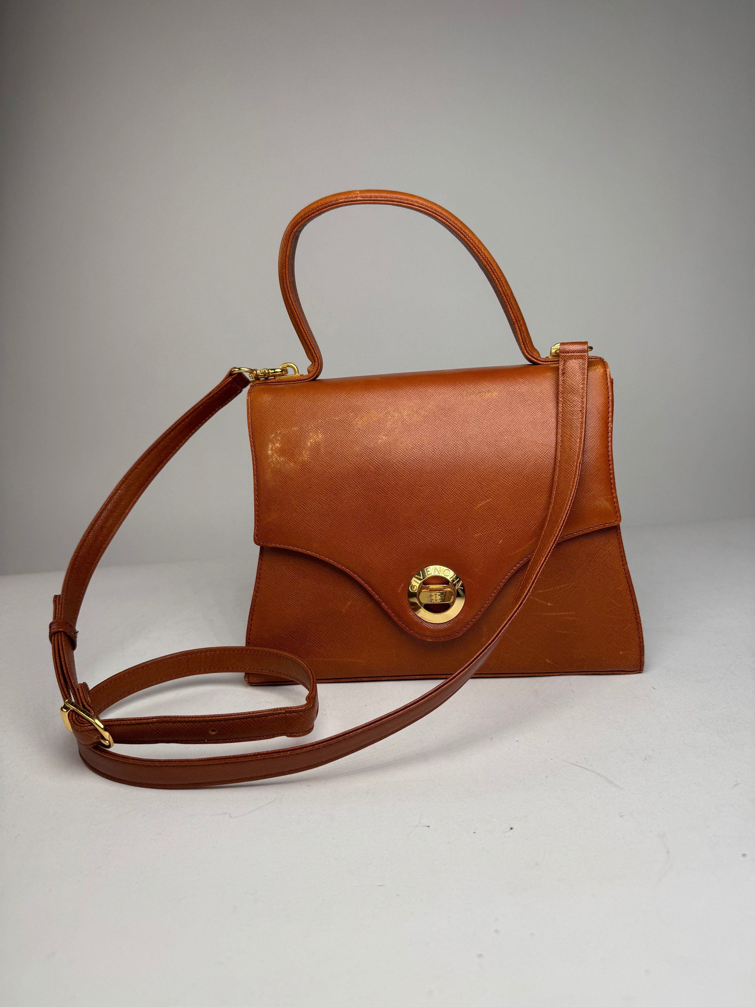 Givenchy Vintage 2Way Leather Handbag Orange Brown Size ONE SIZE - 13 Thumbnail