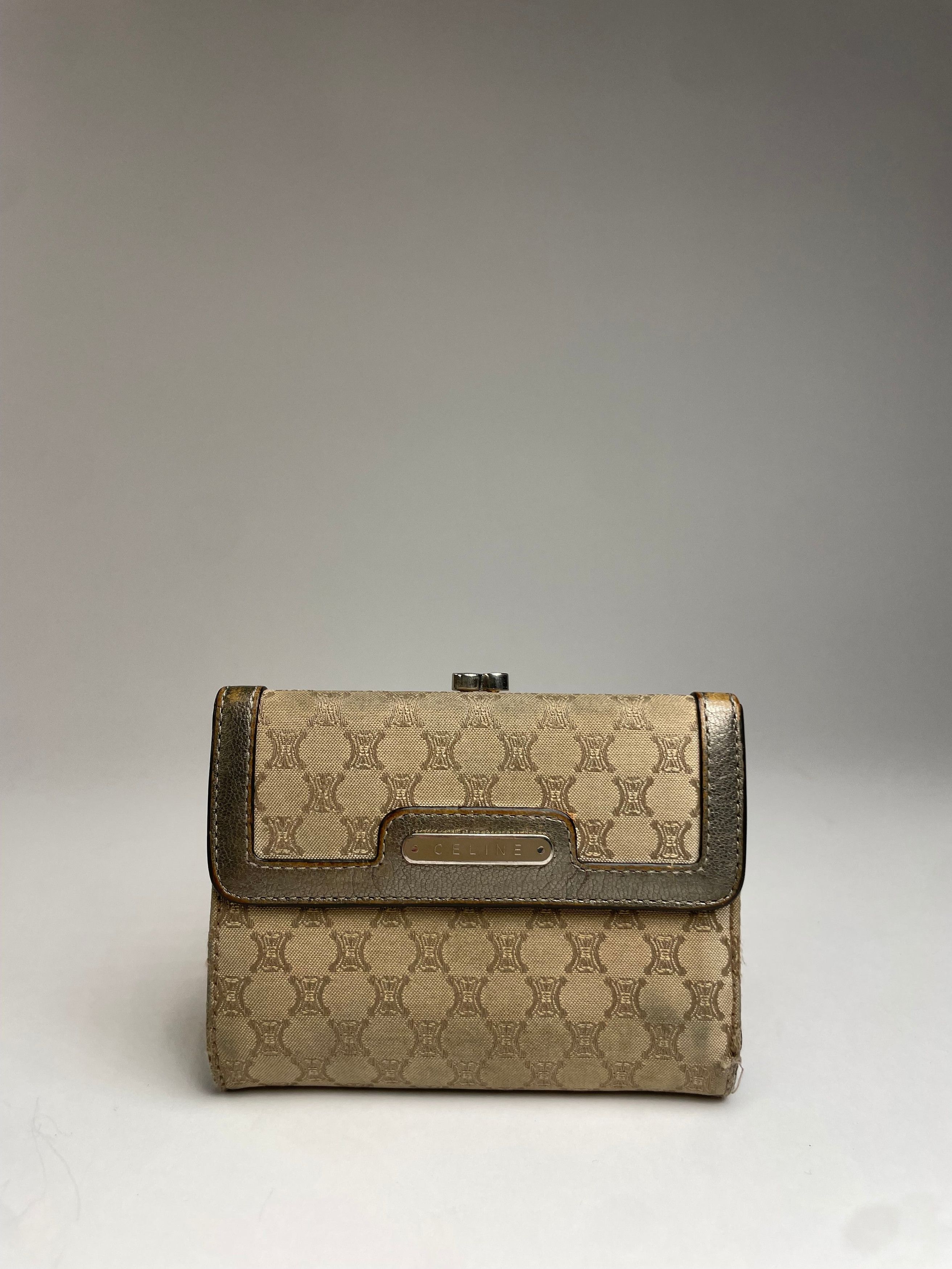 Celine Vintage Triomphe Monogram Canvas Leather Wallet Brown Bronze Size ONE SIZE - 9 Thumbnail