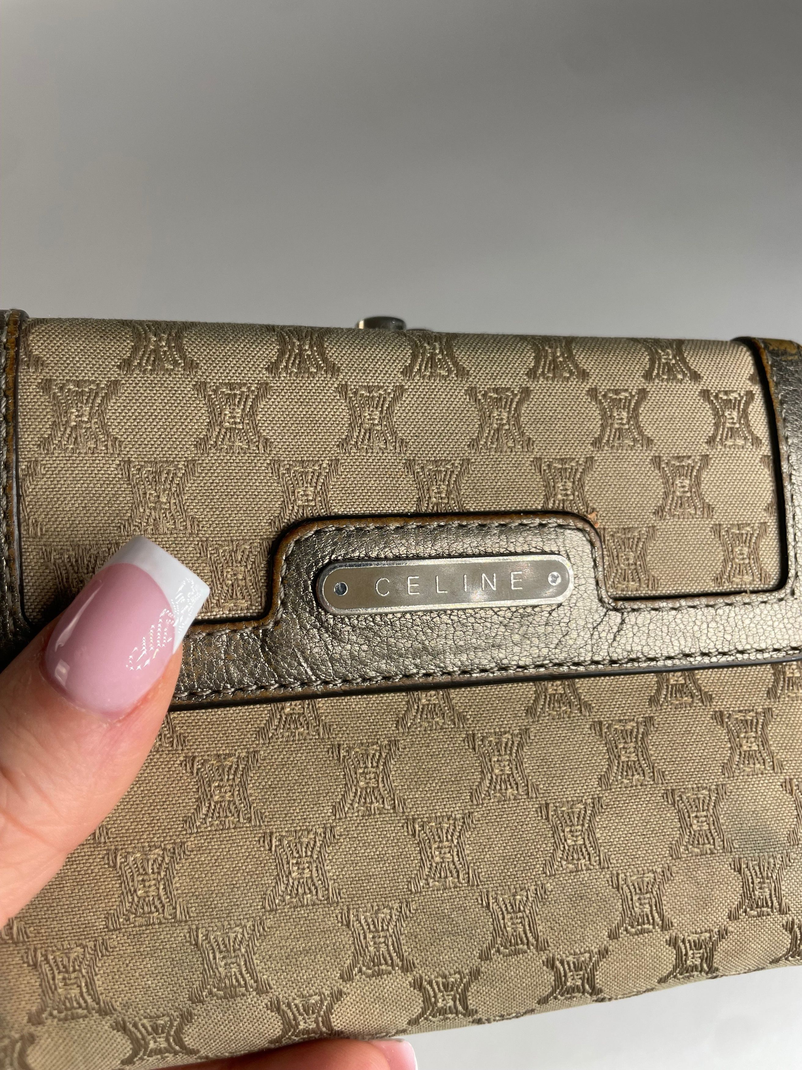 Celine Vintage Triomphe Monogram Canvas Leather Wallet Brown Bronze Size ONE SIZE - 3 Thumbnail