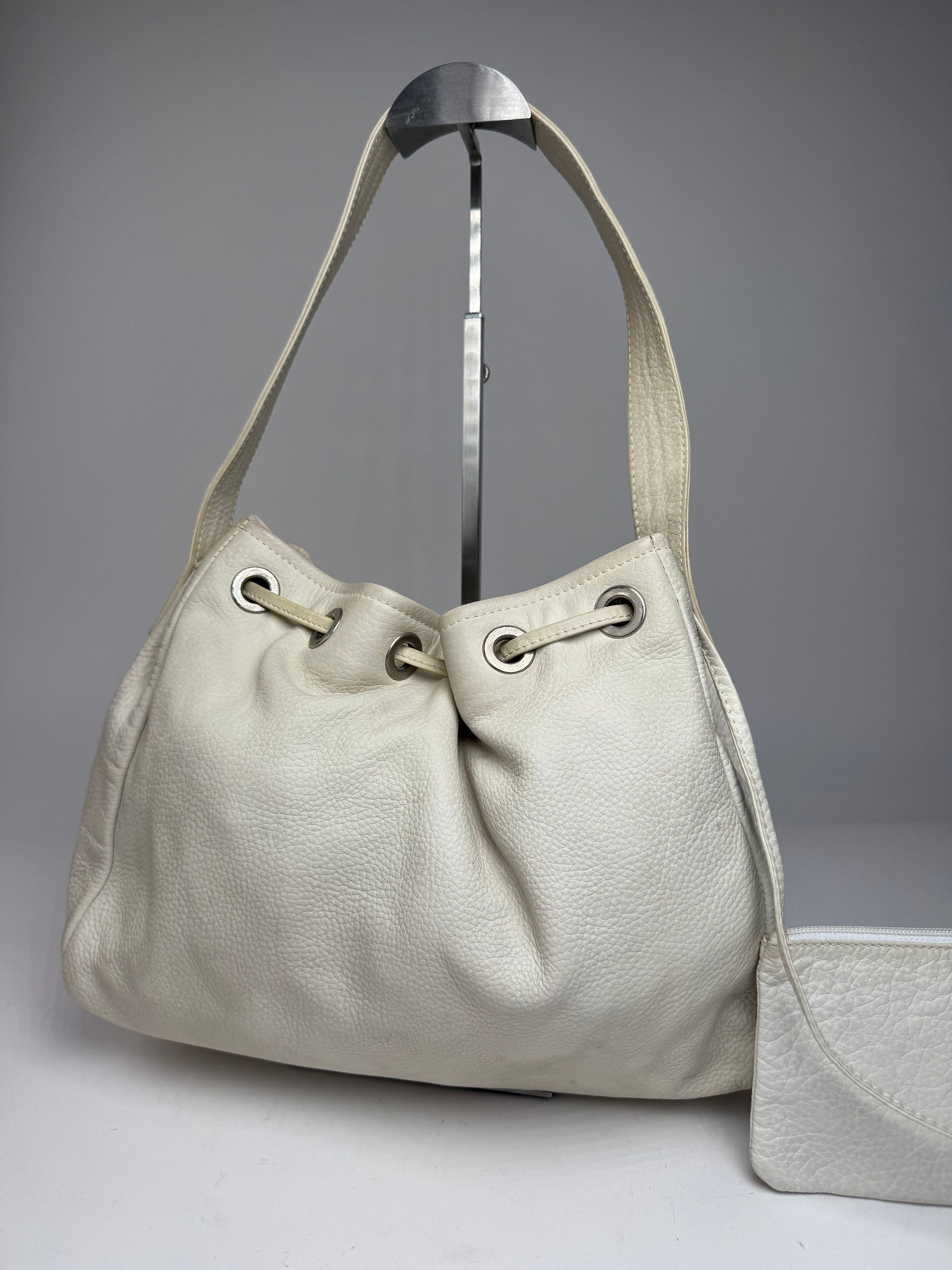 Emporio Armani Vintage Leather Bucket Bag White Size ONE SIZE - 8 Thumbnail