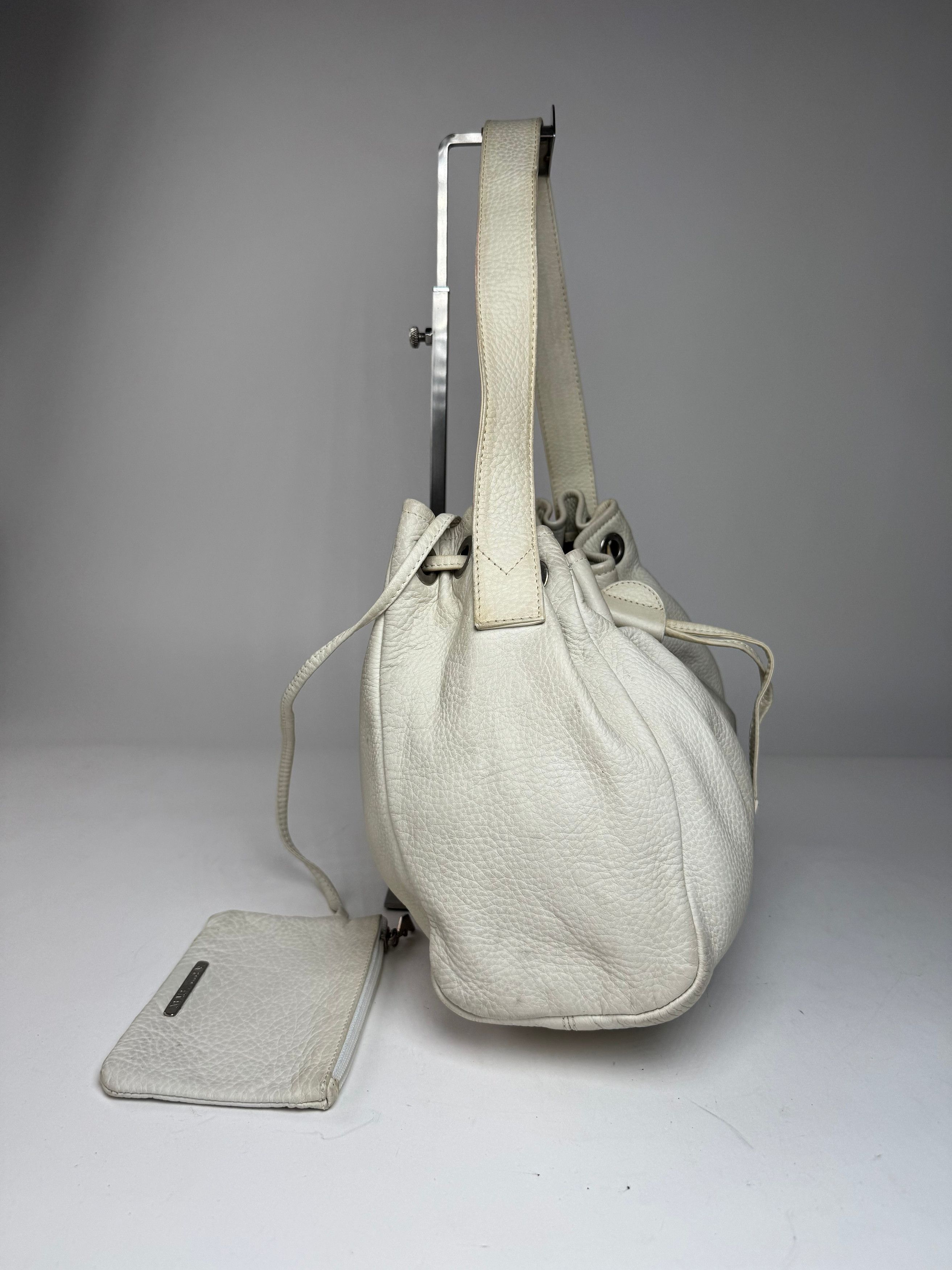 Emporio Armani Vintage Leather Bucket Bag White Size ONE SIZE - 7 Thumbnail