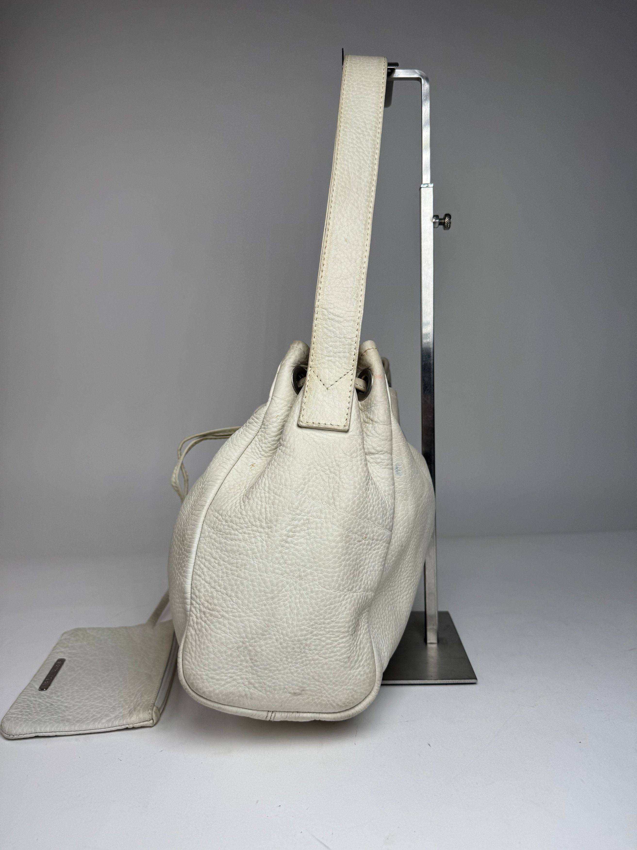 Emporio Armani Vintage Leather Bucket Bag White Size ONE SIZE - 5 Thumbnail