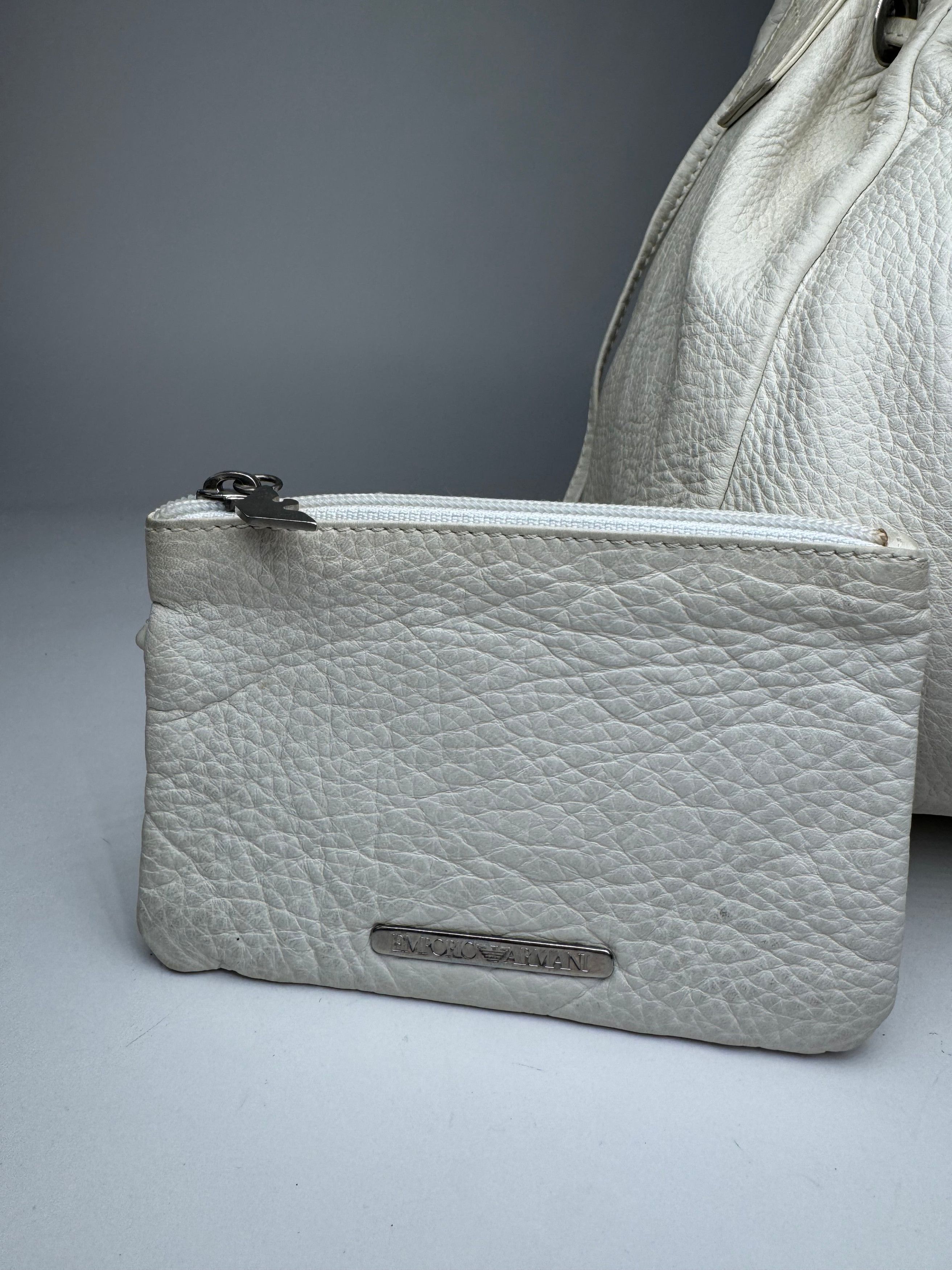 Emporio Armani Vintage Leather Bucket Bag White Size ONE SIZE - 4 Thumbnail