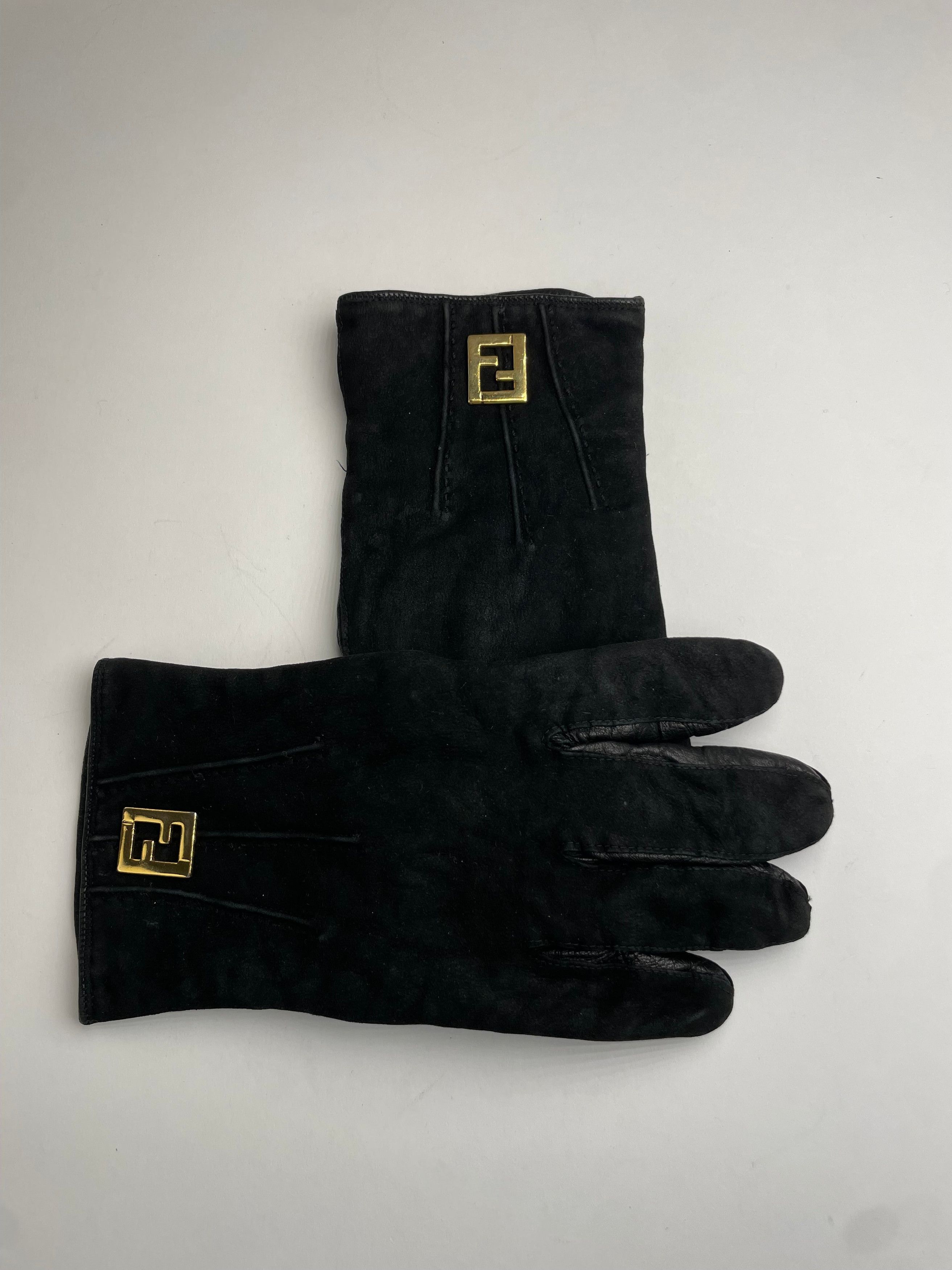 Fendi Vintage Leather Gloves Black S/M Size ONE SIZE - 3 Thumbnail