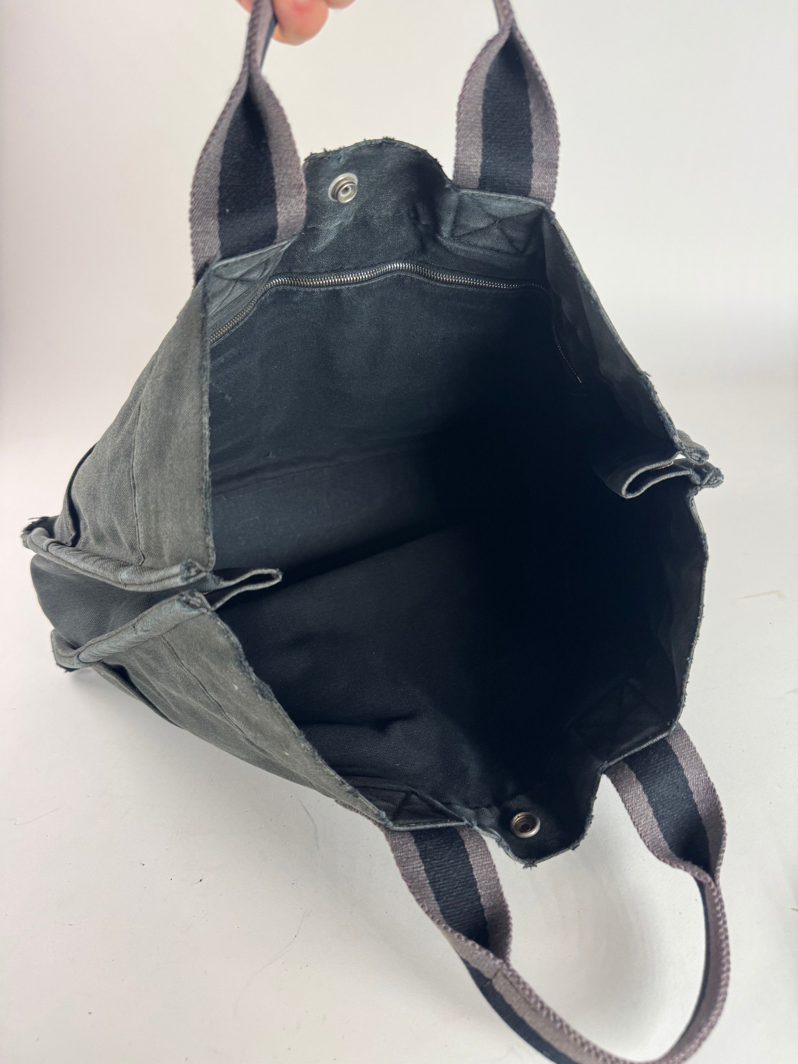 Other Vintage Hermes Canvas Tote Bag Black Grey Size ONE SIZE - 3 Thumbnail