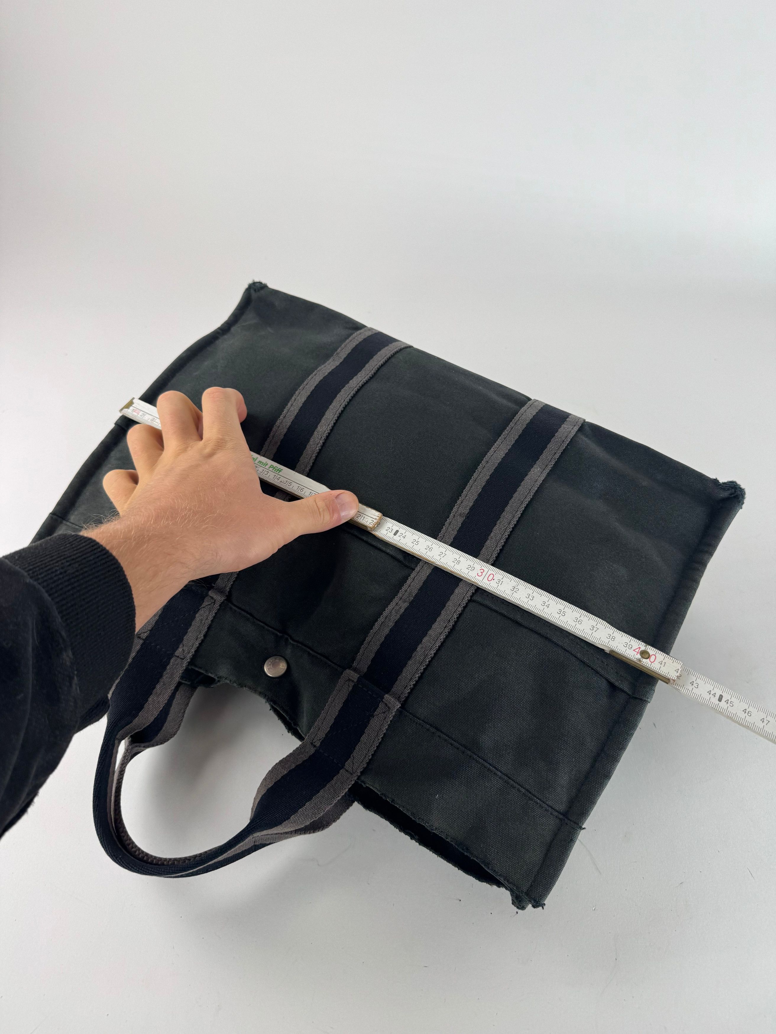 Other Vintage Hermes Canvas Tote Bag Black Grey Size ONE SIZE - 10 Thumbnail