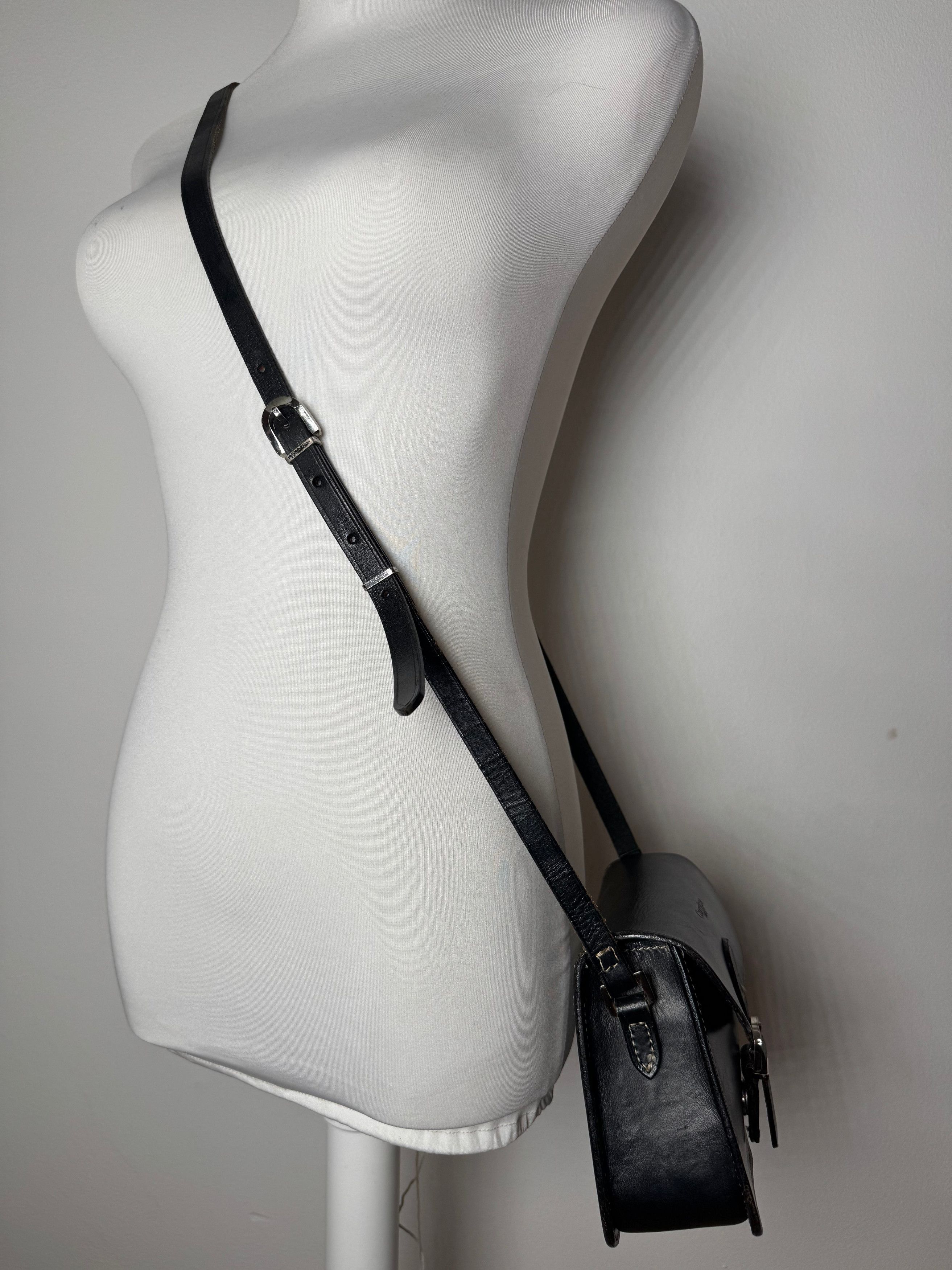 Courreges Vintage Crossbody Leather Bag Black Size ONE SIZE - 5 Thumbnail
