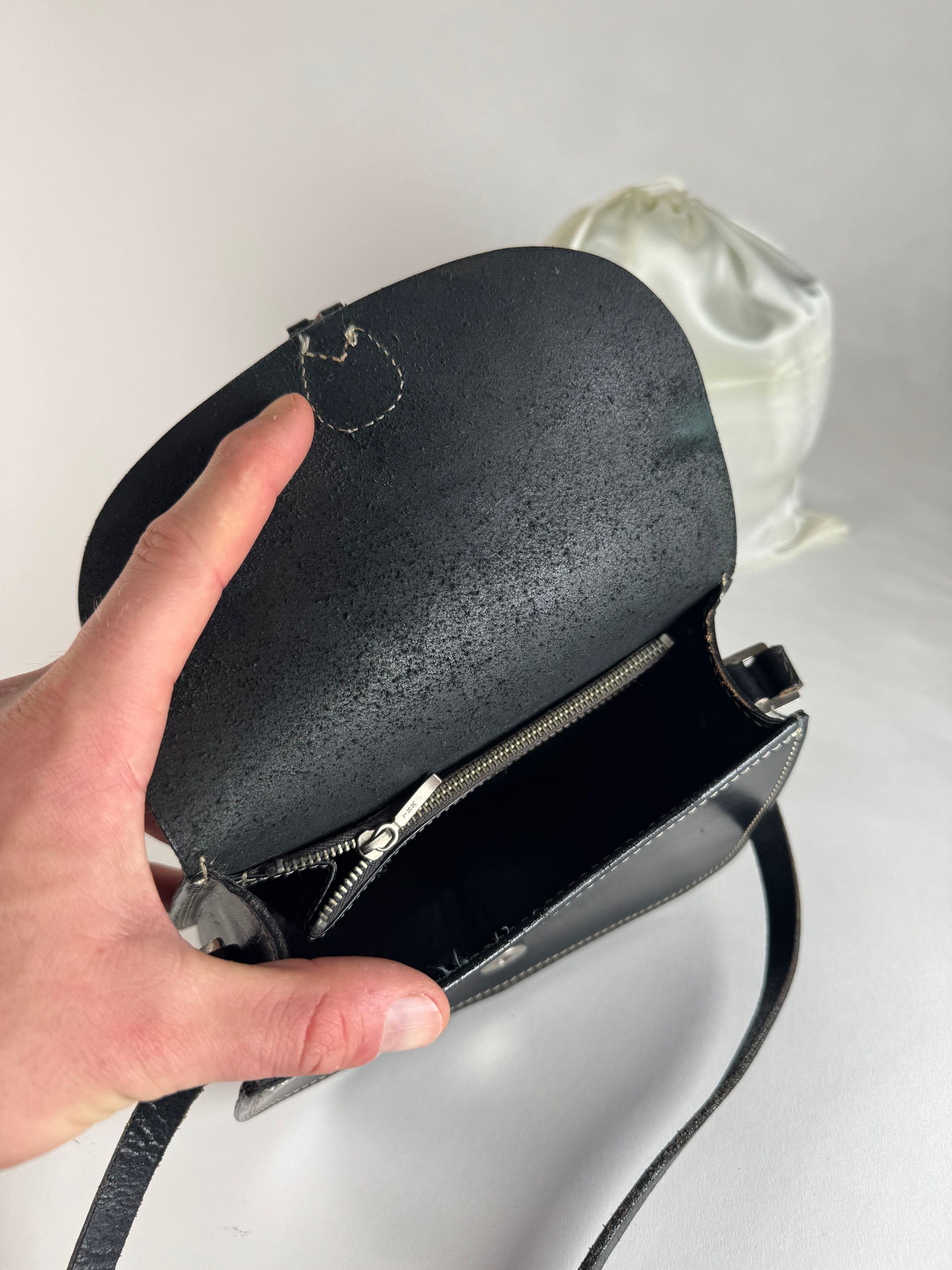 Courreges Vintage Crossbody Leather Bag Black Size ONE SIZE - 3 Thumbnail