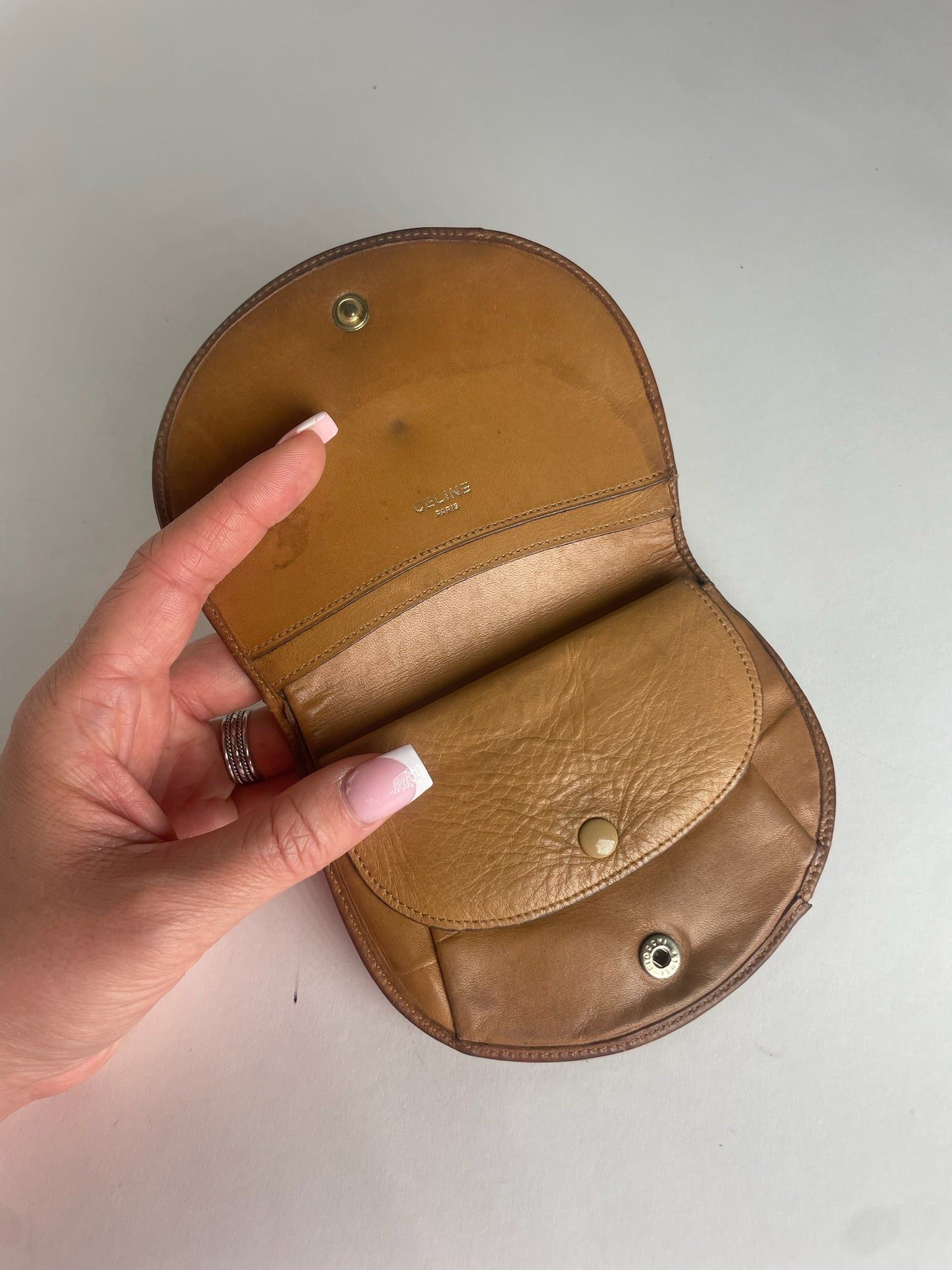 Celine Vintage Paris Leather Monogram Wallet Beige Brown Size ONE SIZE - 8 Thumbnail