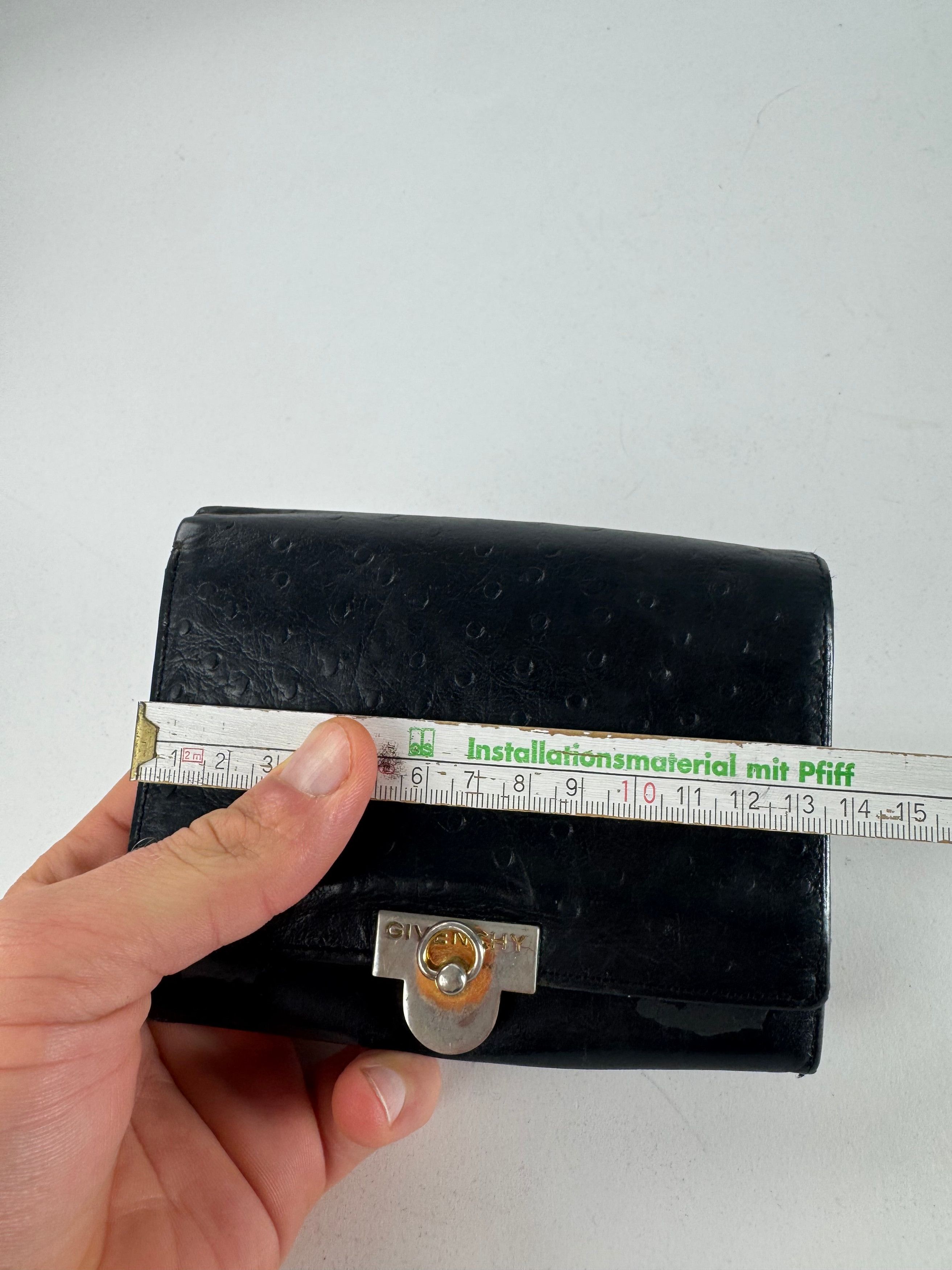 Givenchy Vintage Ostrich Leather Wallet Black Size ONE SIZE - 3 Thumbnail
