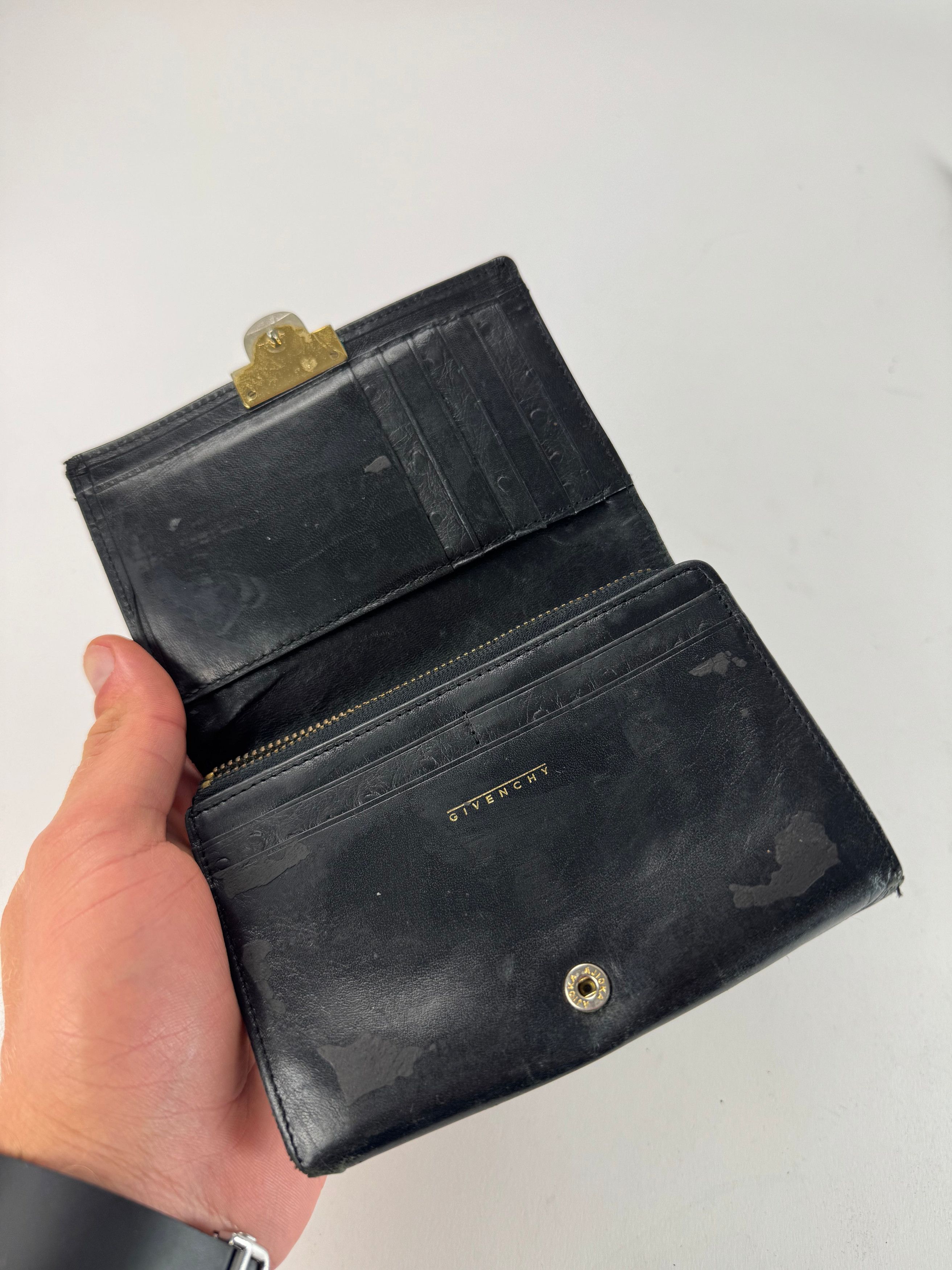 Givenchy Vintage Ostrich Leather Wallet Black Size ONE SIZE - 7 Thumbnail
