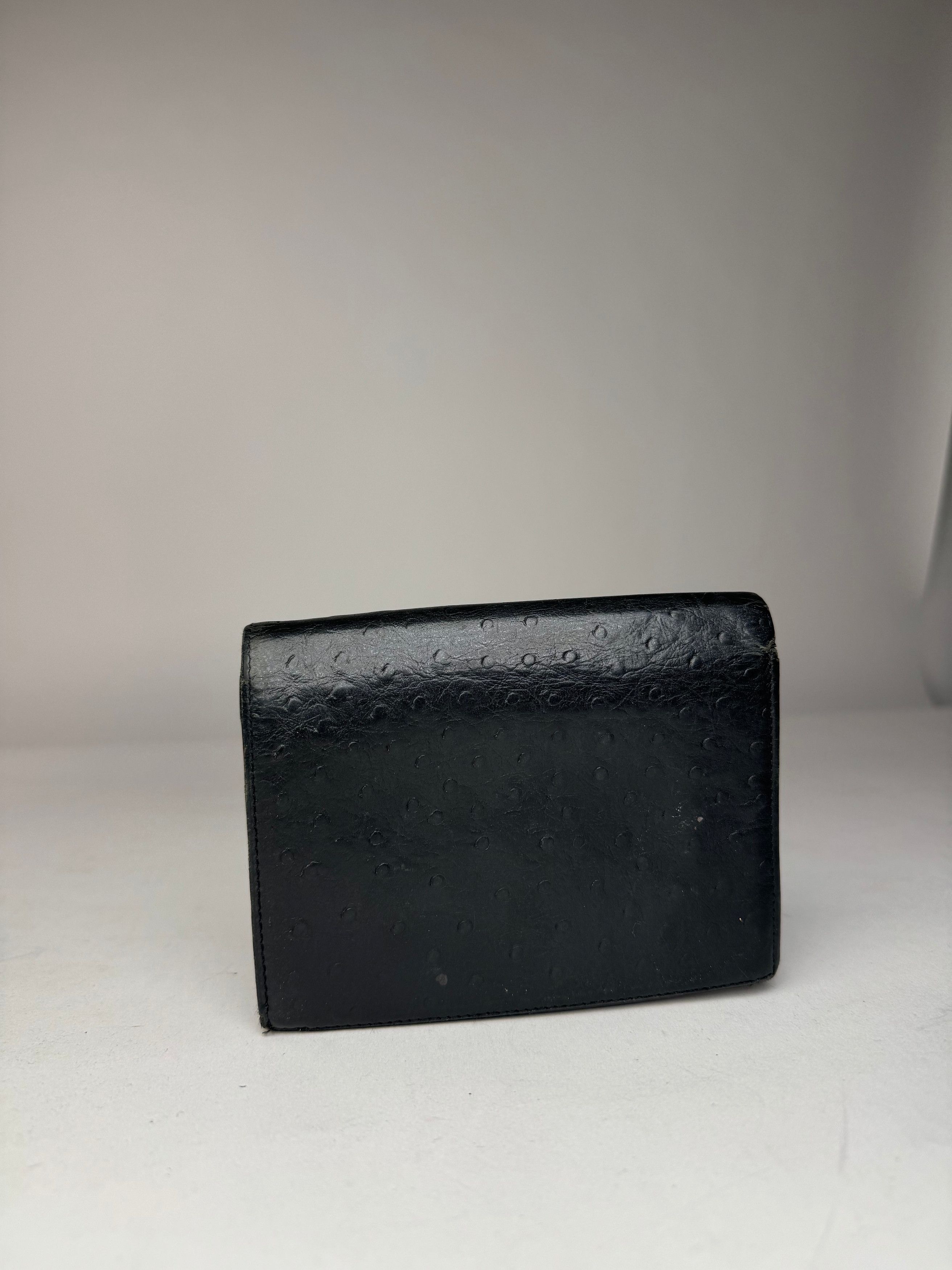 Givenchy Vintage Ostrich Leather Wallet Black Size ONE SIZE - 9 Thumbnail