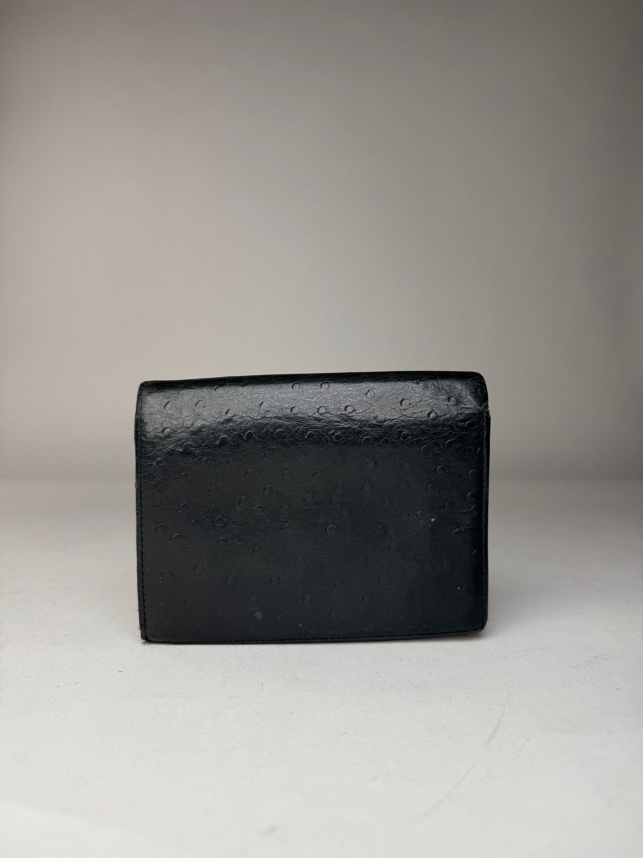 Givenchy Vintage Ostrich Leather Wallet Black Size ONE SIZE - 2 Thumbnail