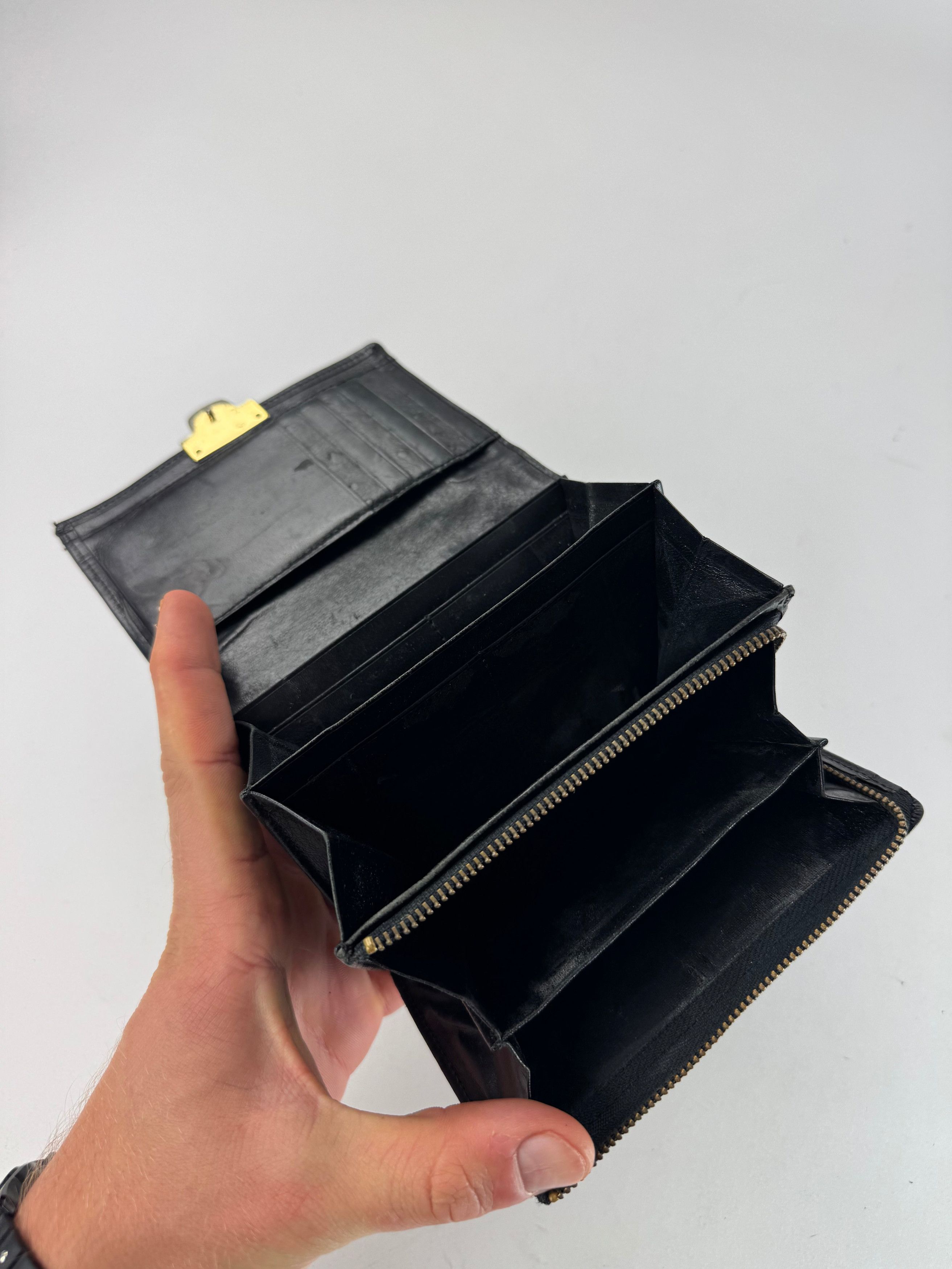 Givenchy Vintage Ostrich Leather Wallet Black Size ONE SIZE - 6 Thumbnail