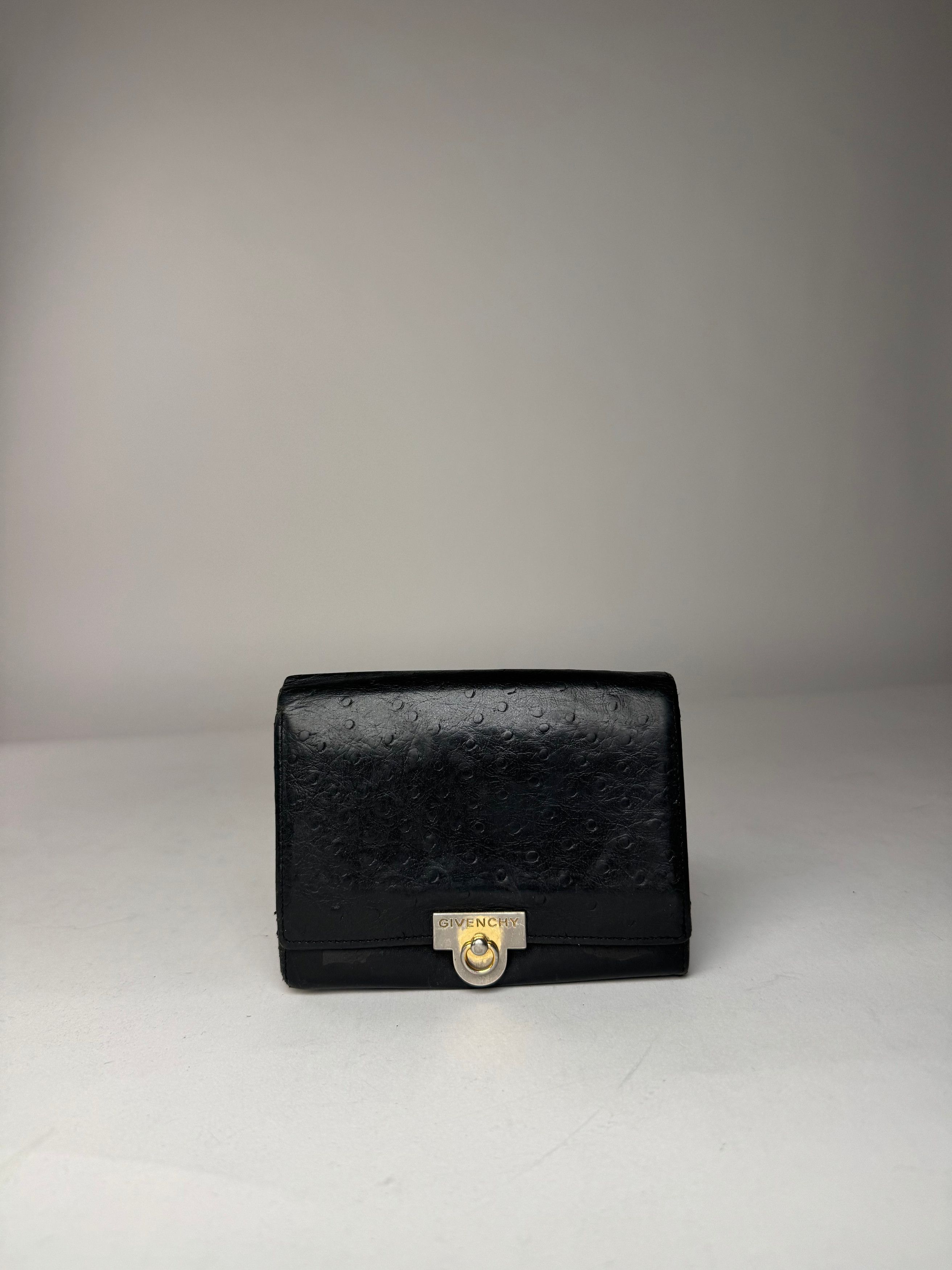Givenchy Vintage Ostrich Leather Wallet Black Size ONE SIZE - 5 Thumbnail