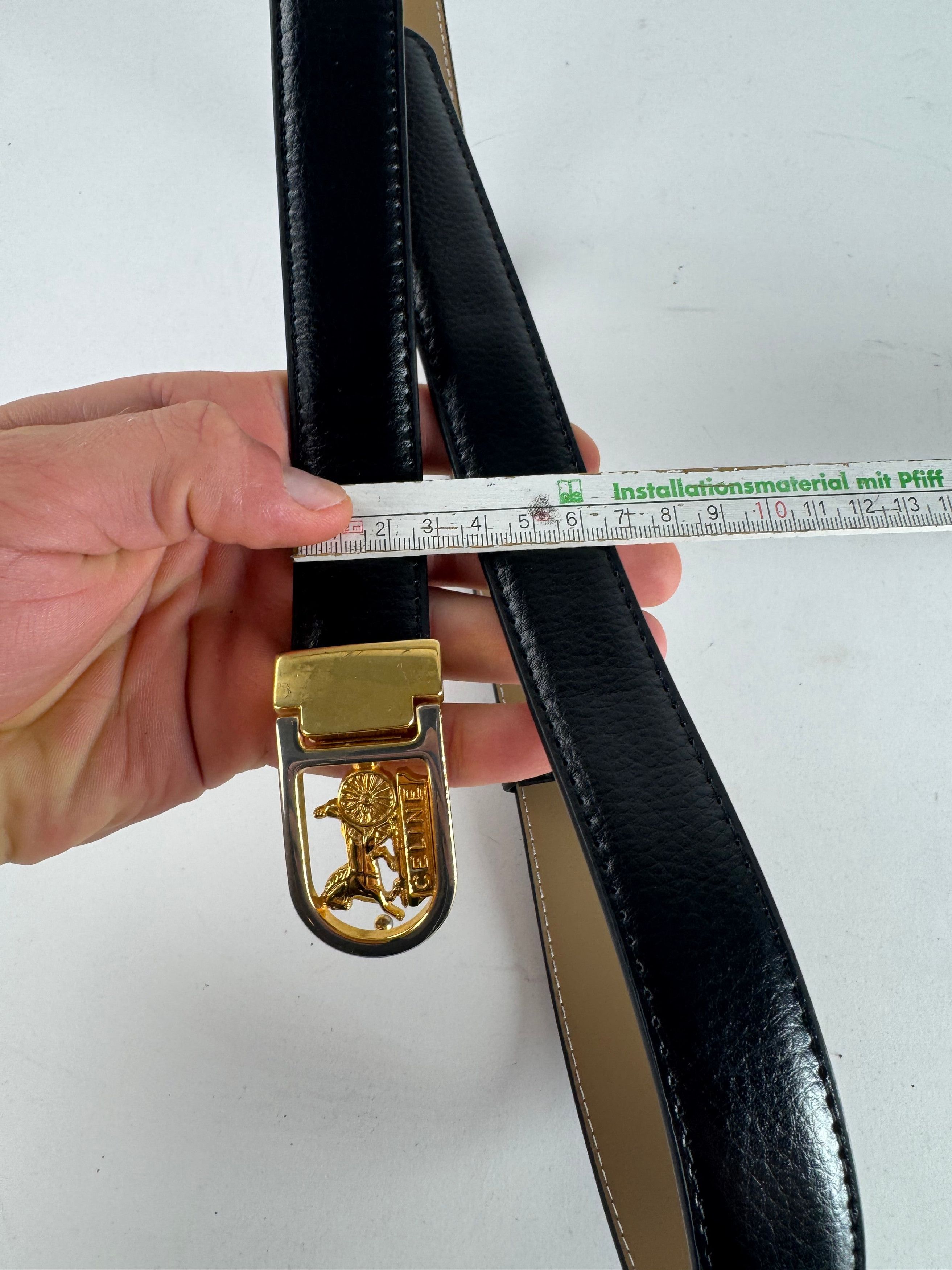 Celine Vintage Paris Carriage Logo Belt Black Size ONE SIZE - 9 Thumbnail