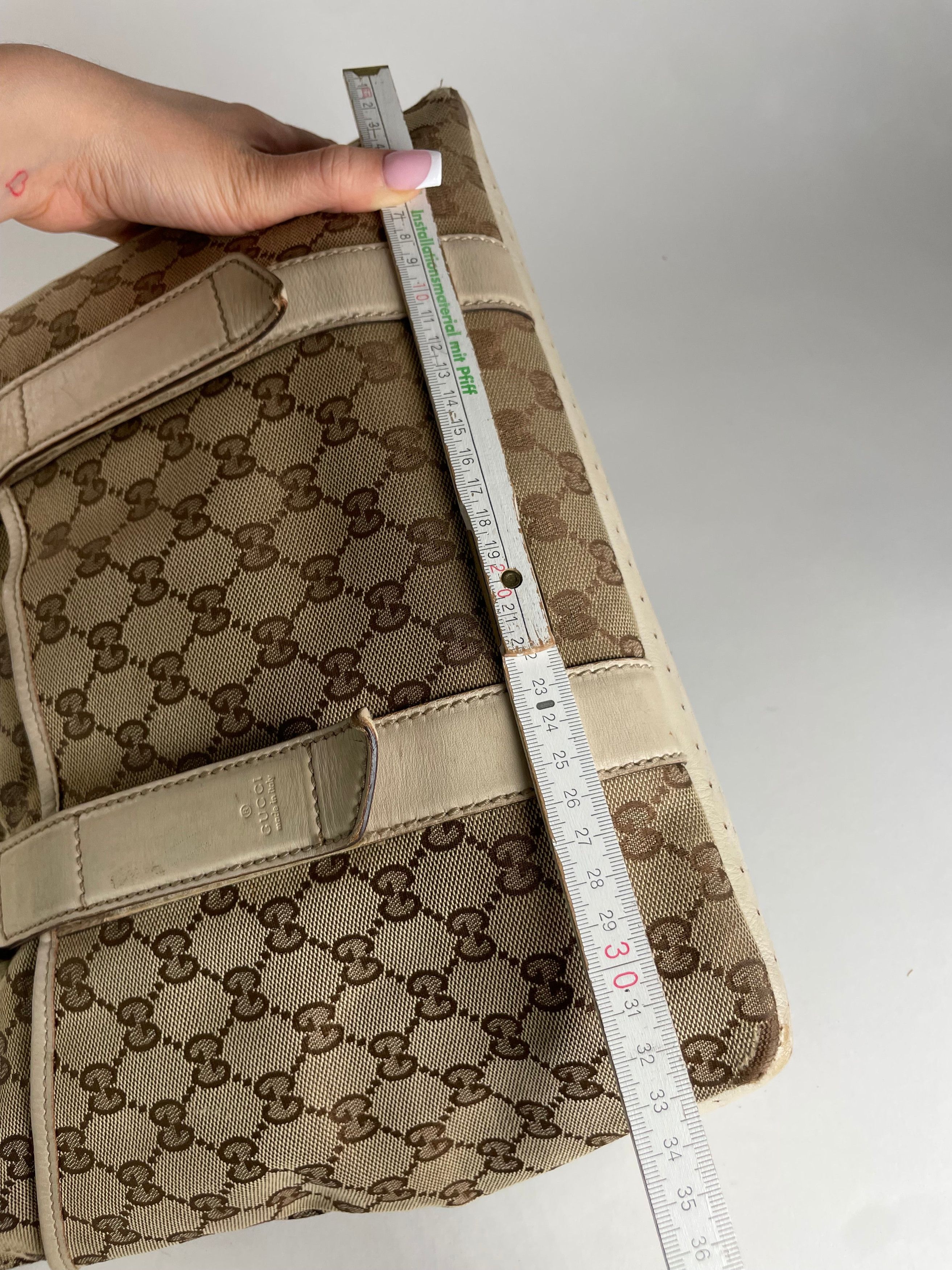Gucci Vintage Monogram Handbag Beige Brown White Size ONE SIZE - 12 Thumbnail