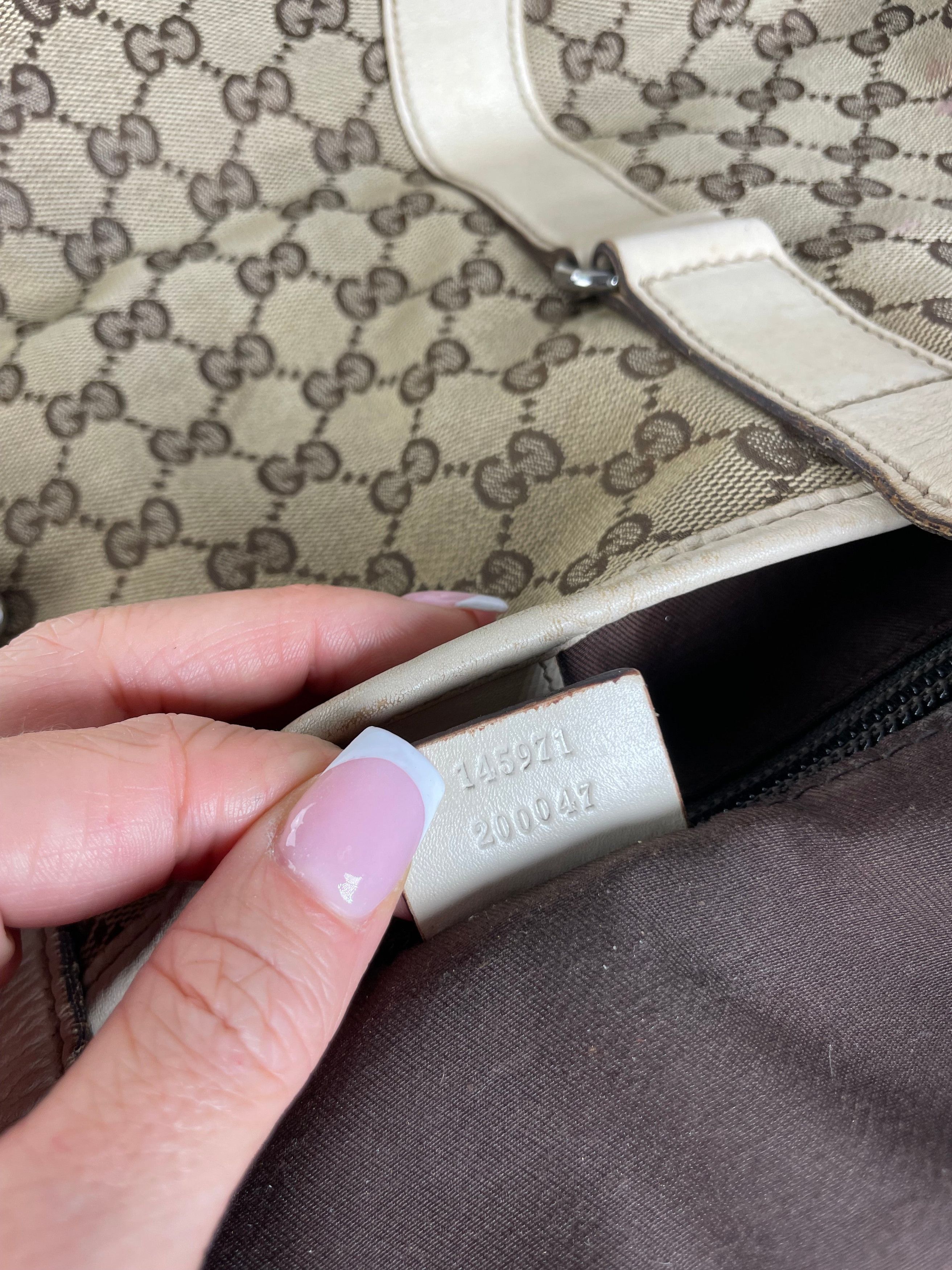 Gucci Vintage Monogram Handbag Beige Brown White Size ONE SIZE - 6 Thumbnail