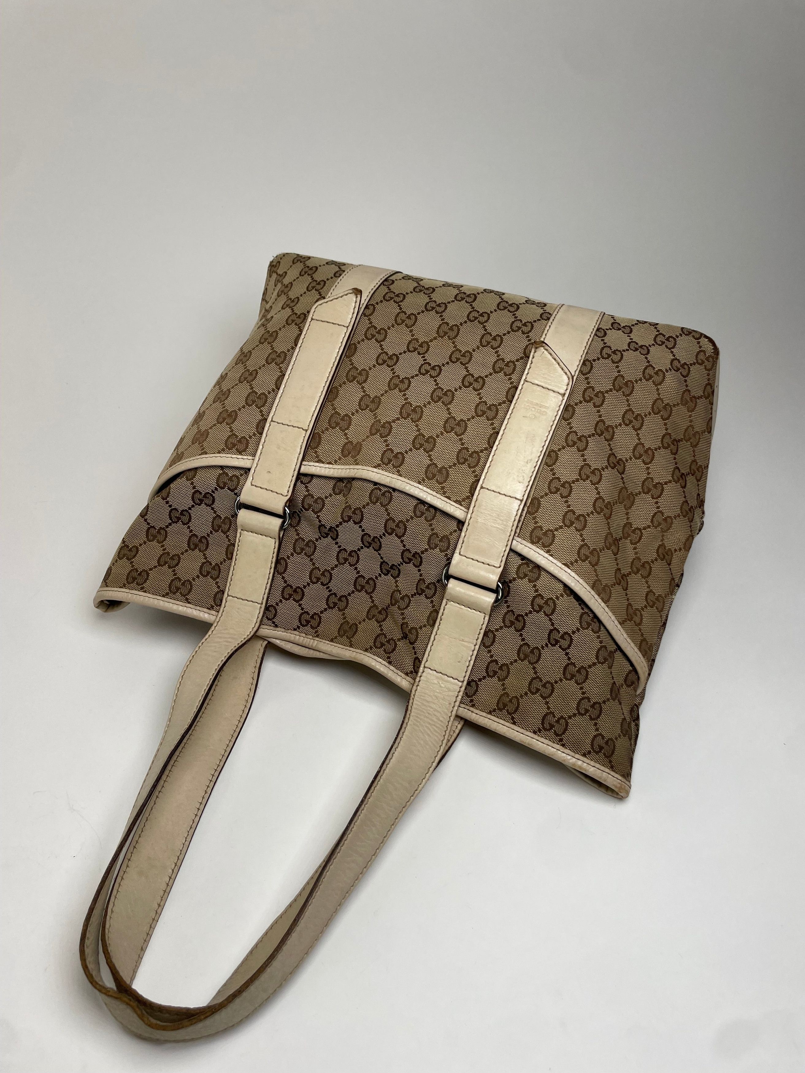 Gucci Vintage Monogram Handbag Beige Brown White Size ONE SIZE - 8 Thumbnail