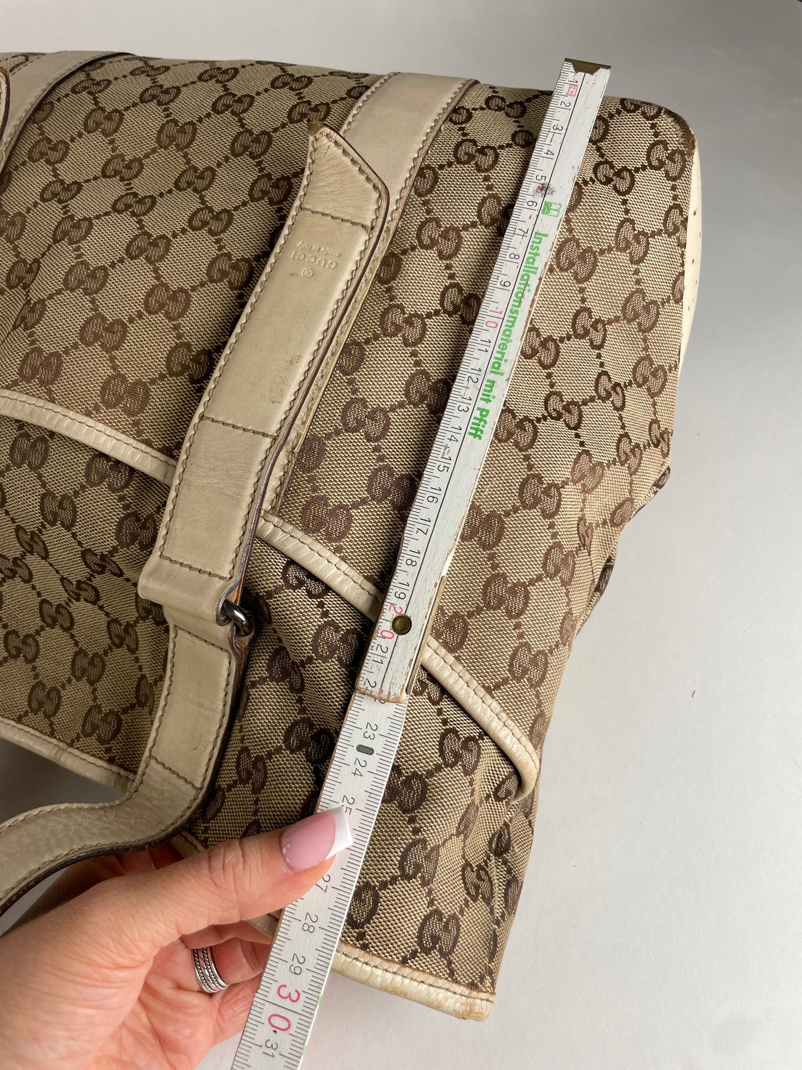 Gucci Vintage Monogram Handbag Beige Brown White Size ONE SIZE - 11 Thumbnail