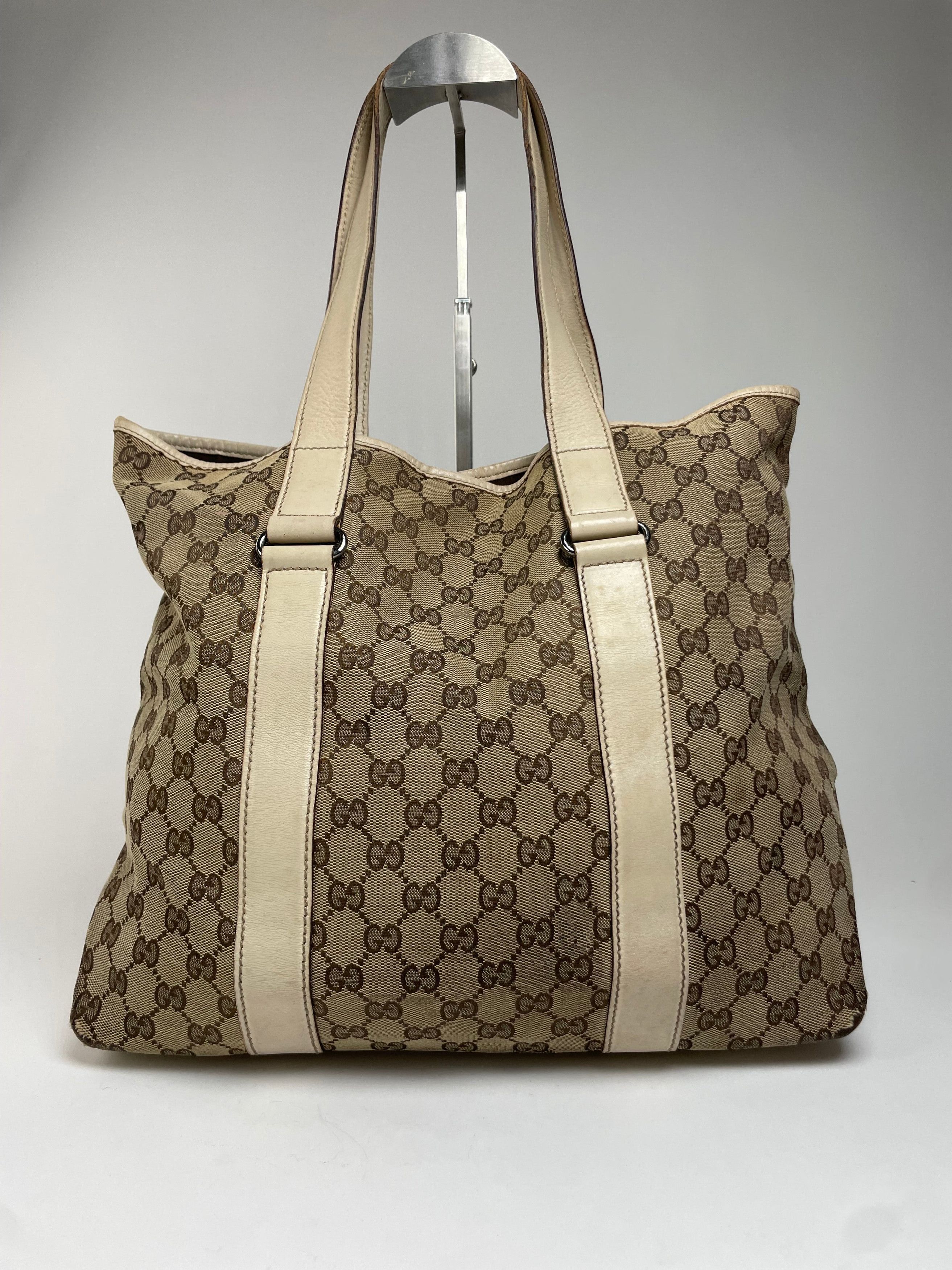 Gucci Vintage Monogram Handbag Beige Brown White Size ONE SIZE - 5 Thumbnail