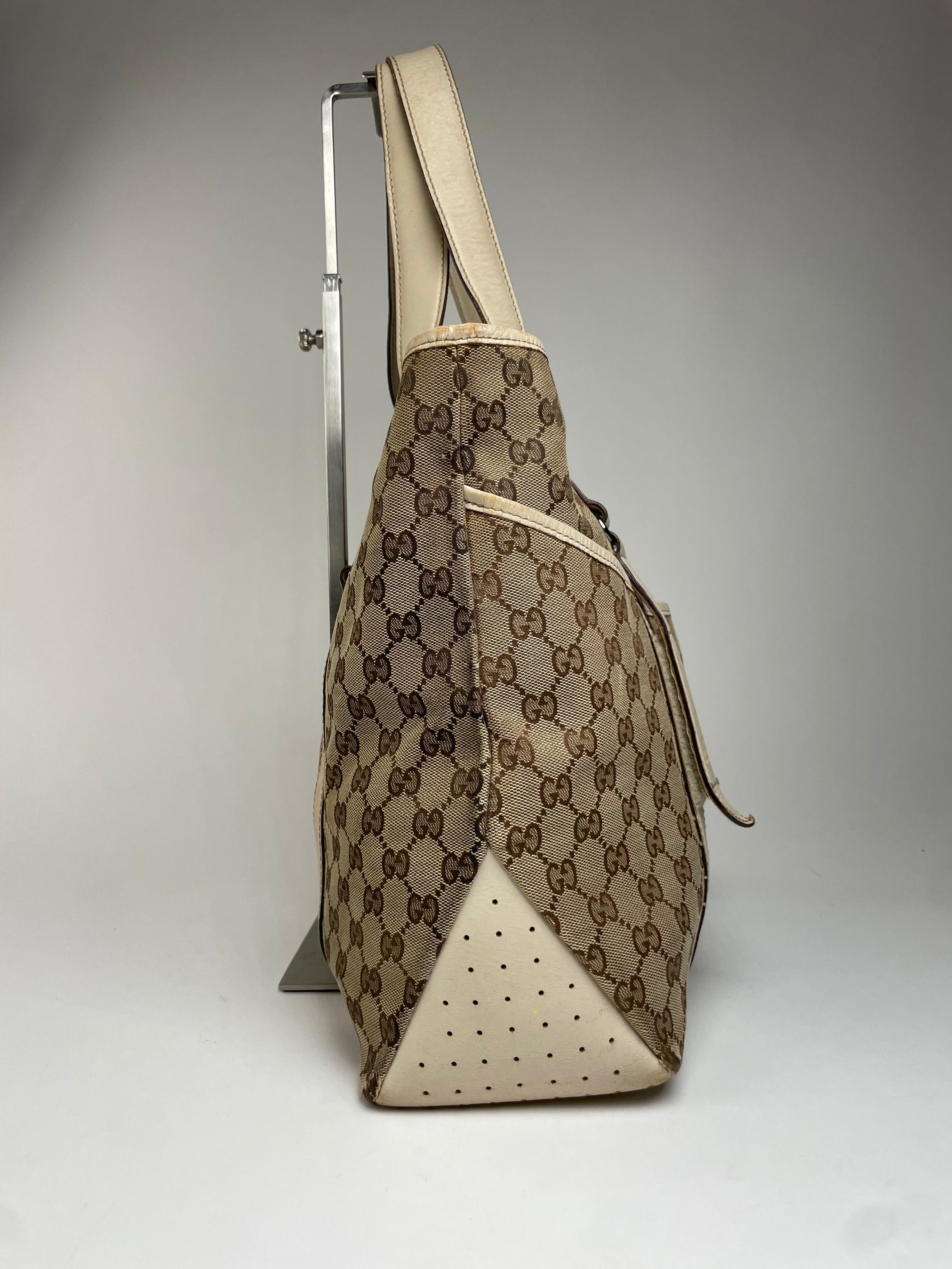 Gucci Vintage Monogram Handbag Beige Brown White Size ONE SIZE - 7 Thumbnail