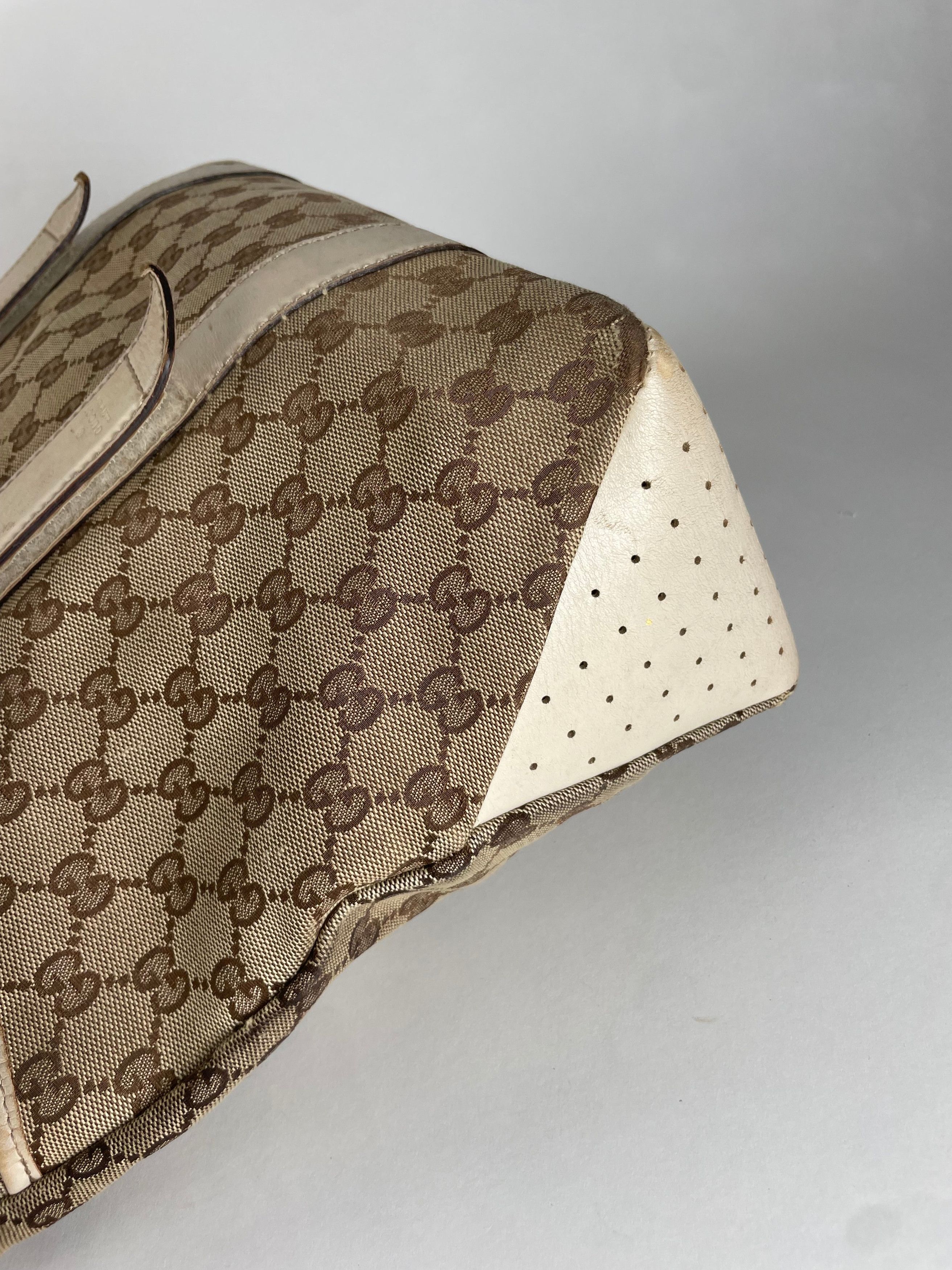 Gucci Vintage Monogram Handbag Beige Brown White Size ONE SIZE - 9 Thumbnail