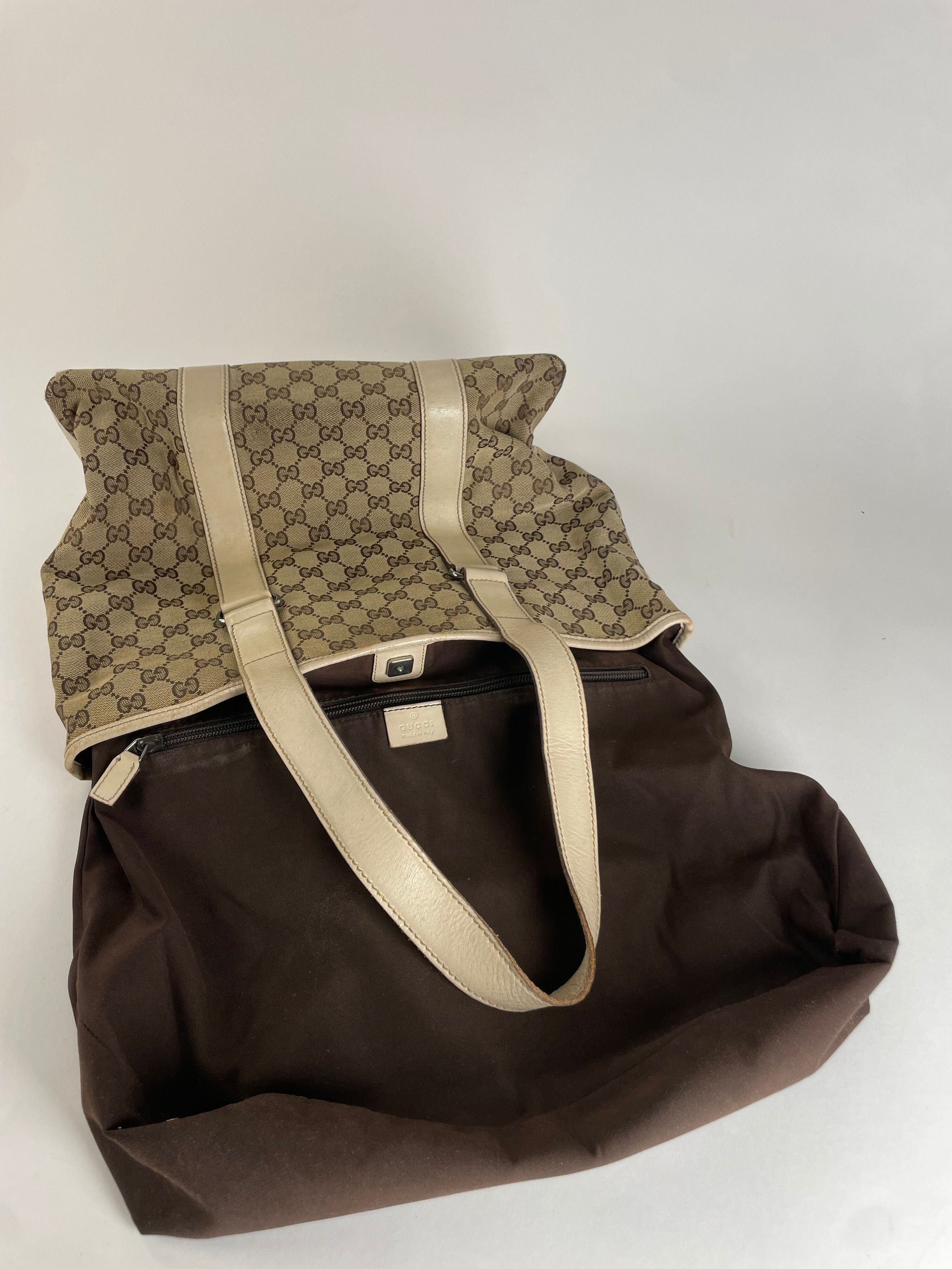 Gucci Vintage Monogram Handbag Beige Brown White Size ONE SIZE - 2 Thumbnail