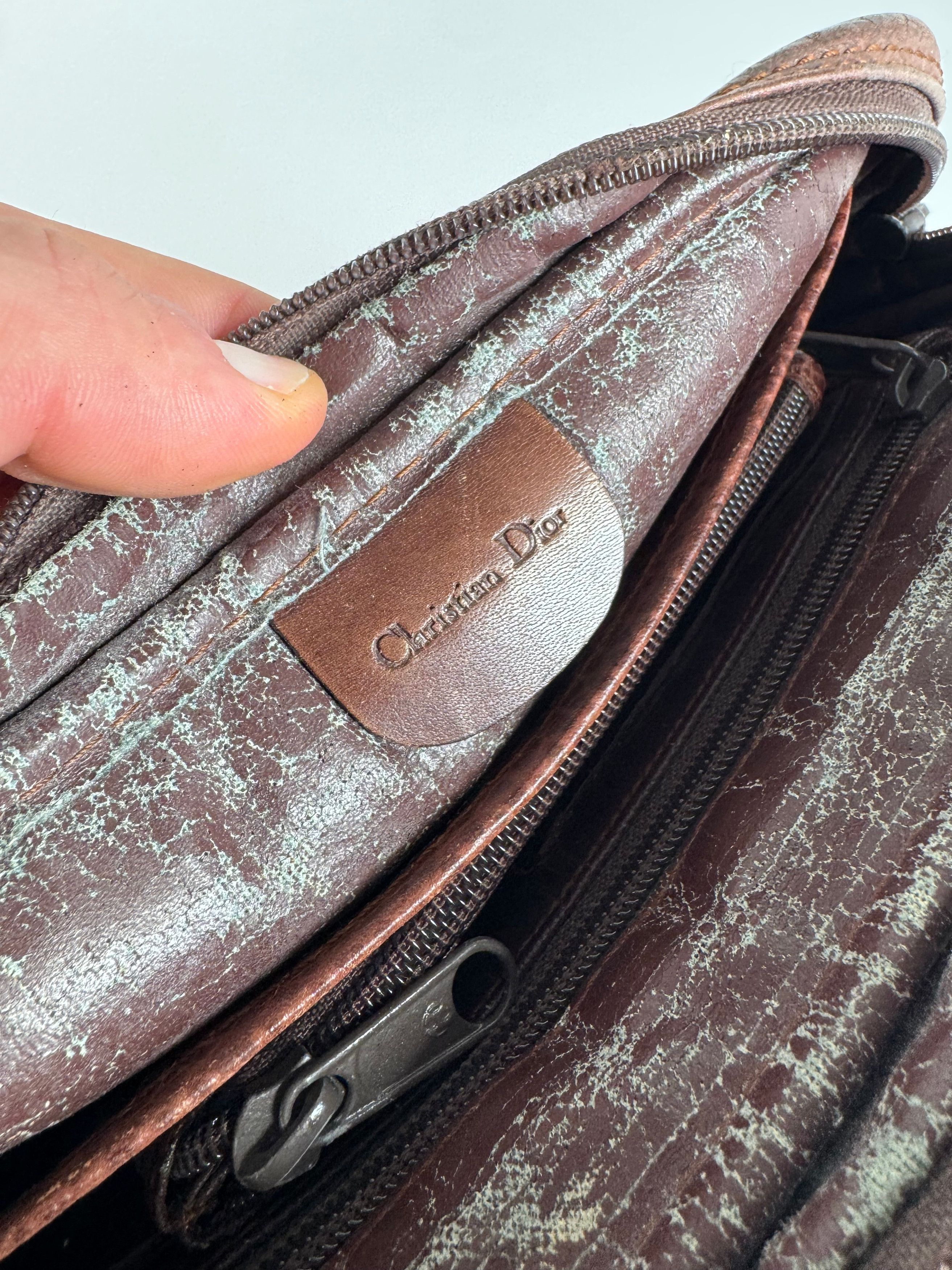 Dior Vintage Leather Clutch Brown Size ONE SIZE - 3 Thumbnail