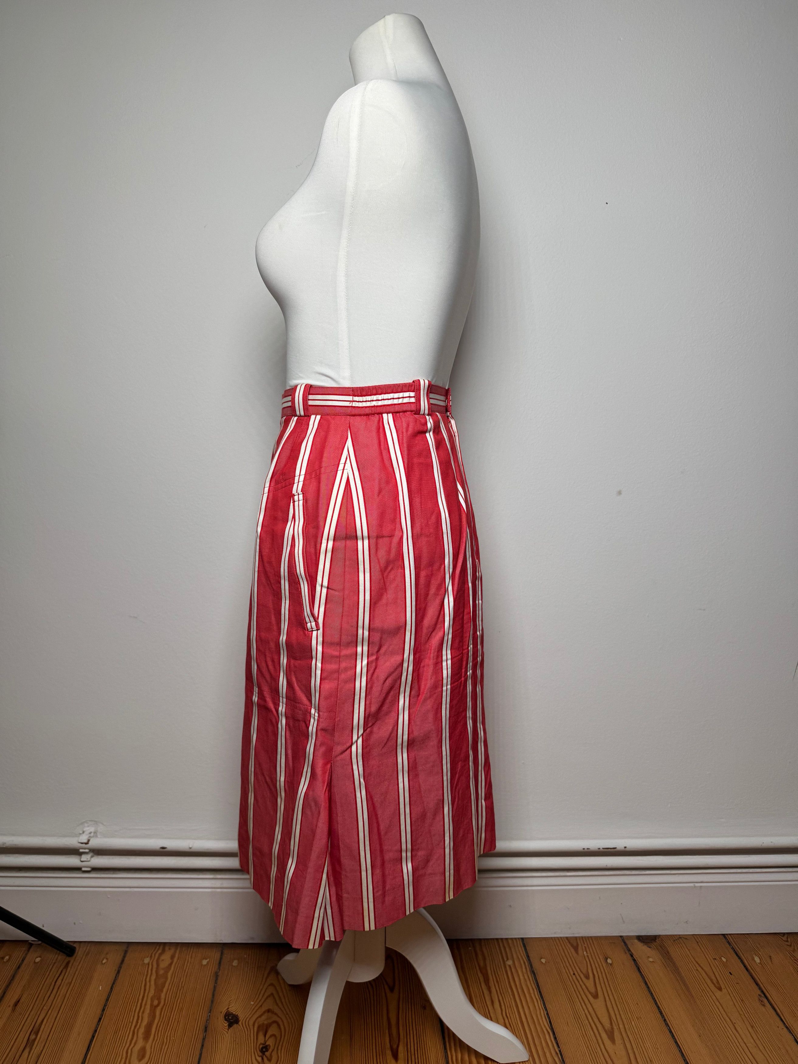 Dior Vintage Skirt Red White Striped 36/S Size 27" / US 4 / IT 40 - 2 Thumbnail