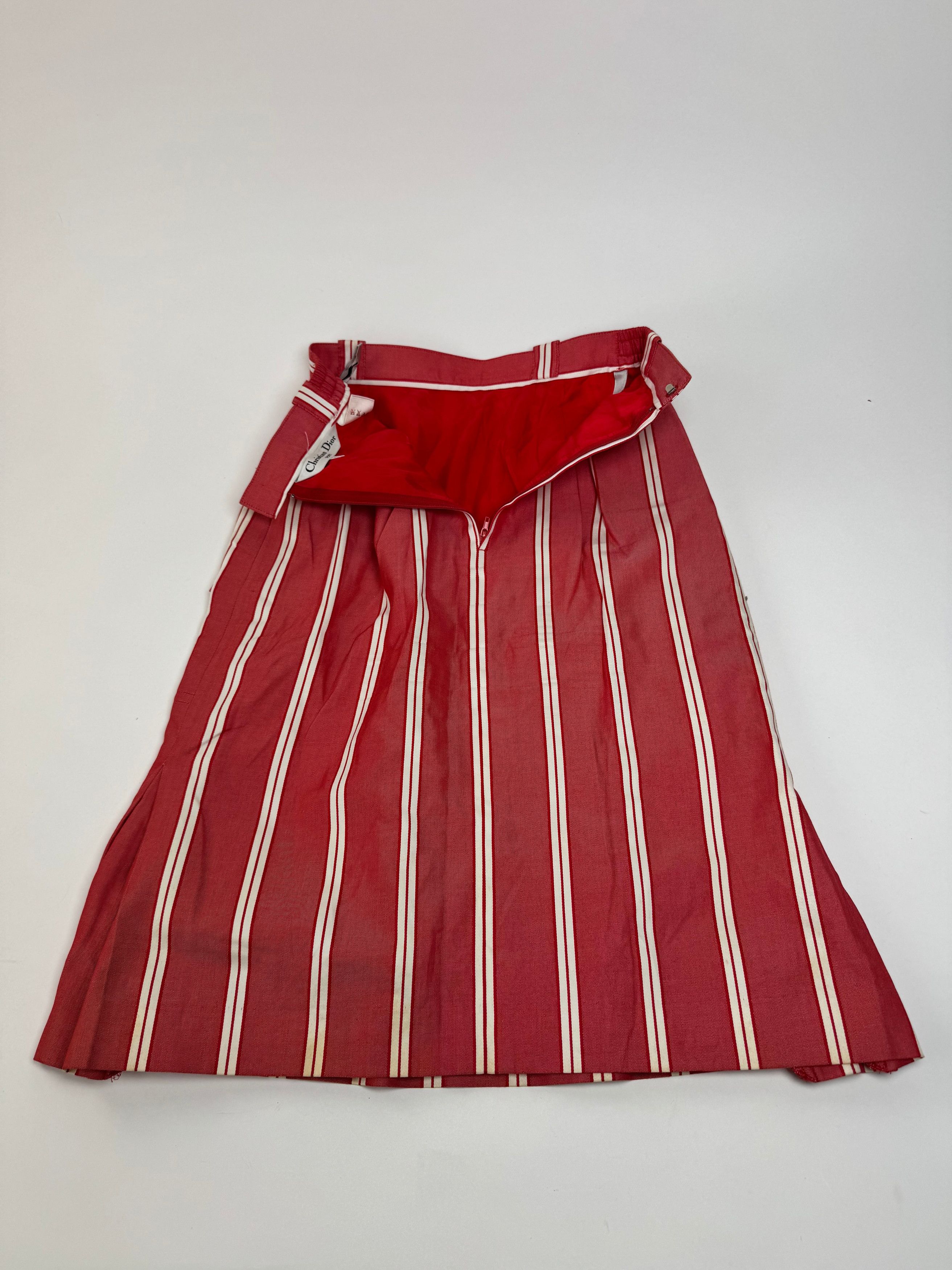 Dior Vintage Skirt Red White Striped 36/S Size 27" / US 4 / IT 40 - 12 Thumbnail