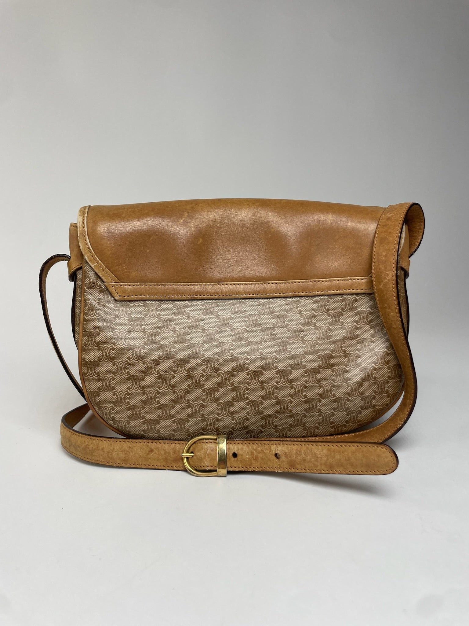Celine Vintage Monogram leather Shoulder Bag beige Brown Size ONE SIZE - 9 Thumbnail