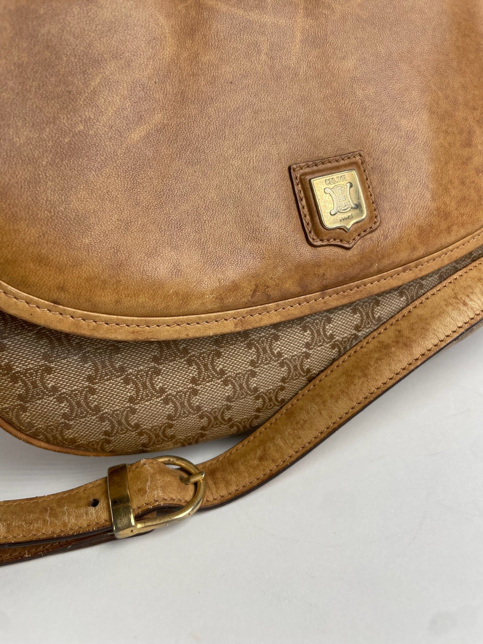 Celine Vintage Monogram leather Shoulder Bag beige Brown Size ONE SIZE - 10 Thumbnail