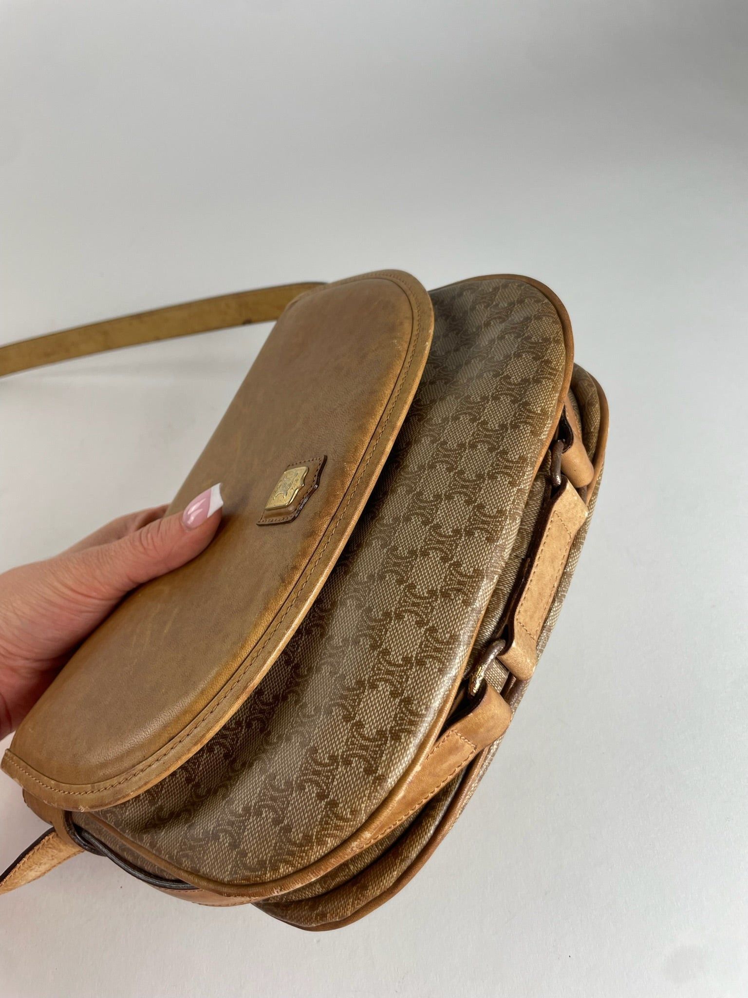 Celine Vintage Monogram leather Shoulder Bag beige Brown Size ONE SIZE - 6 Thumbnail