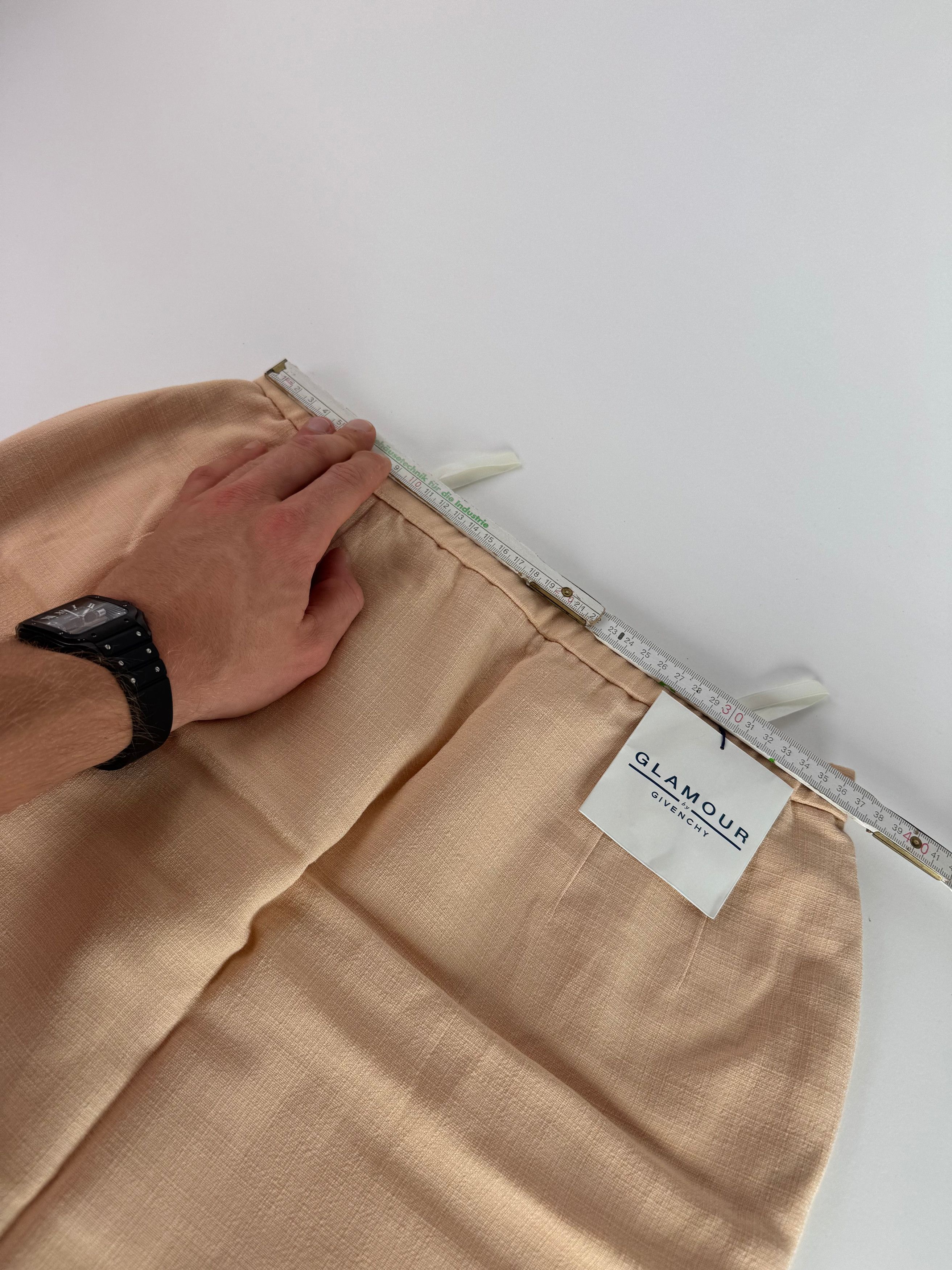 Givenchy Vintage Linen Skirt Beige Rose L/XL Size 34" / US 12 / IT 48 - 6 Thumbnail