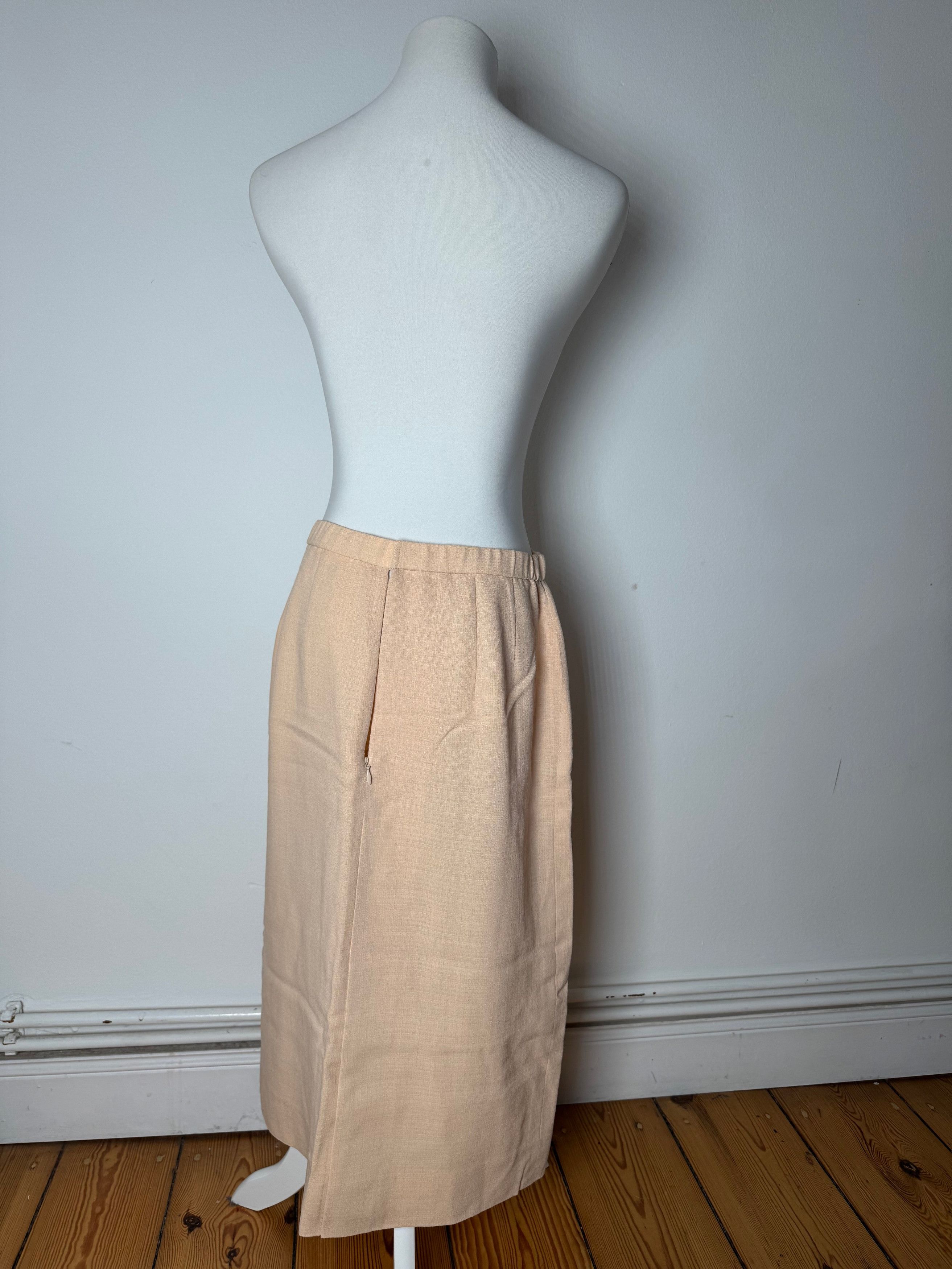 Givenchy Vintage Linen Skirt Beige Rose L/XL Size 34" / US 12 / IT 48 - 3 Thumbnail