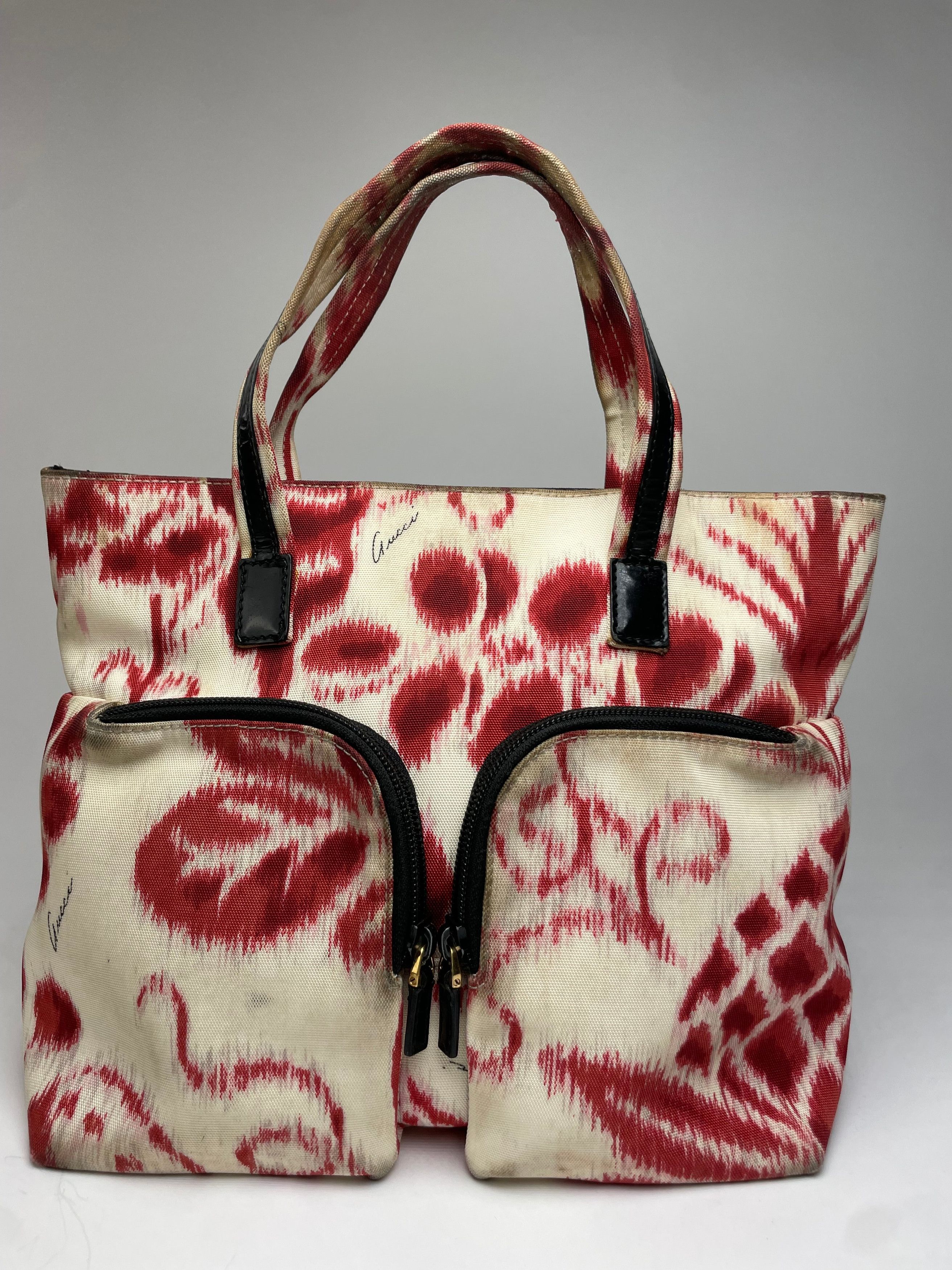 Gucci Vintage Abstract Handbag White Red Size ONE SIZE - 14 Thumbnail