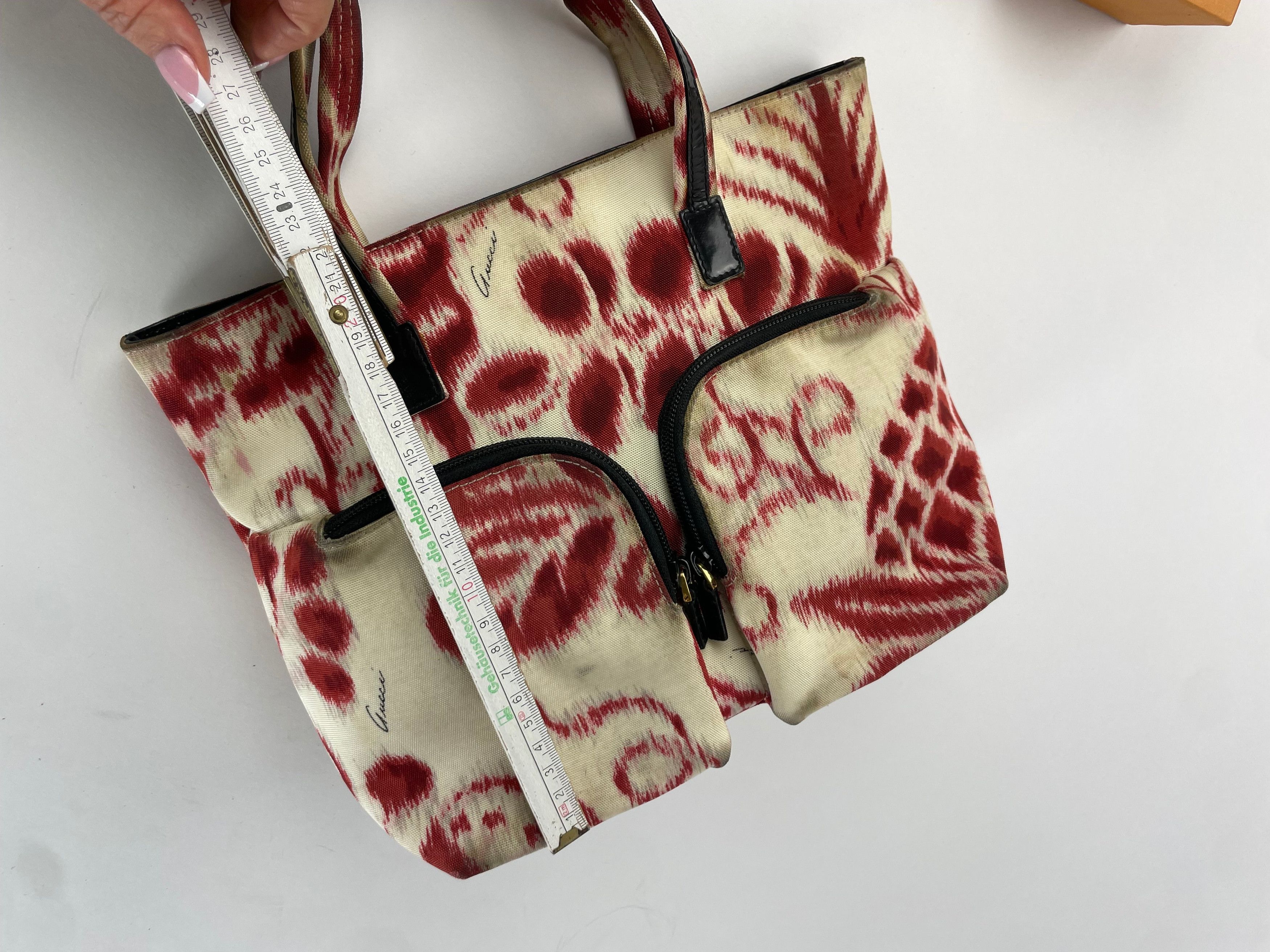 Gucci Vintage Abstract Handbag White Red Size ONE SIZE - 11 Thumbnail