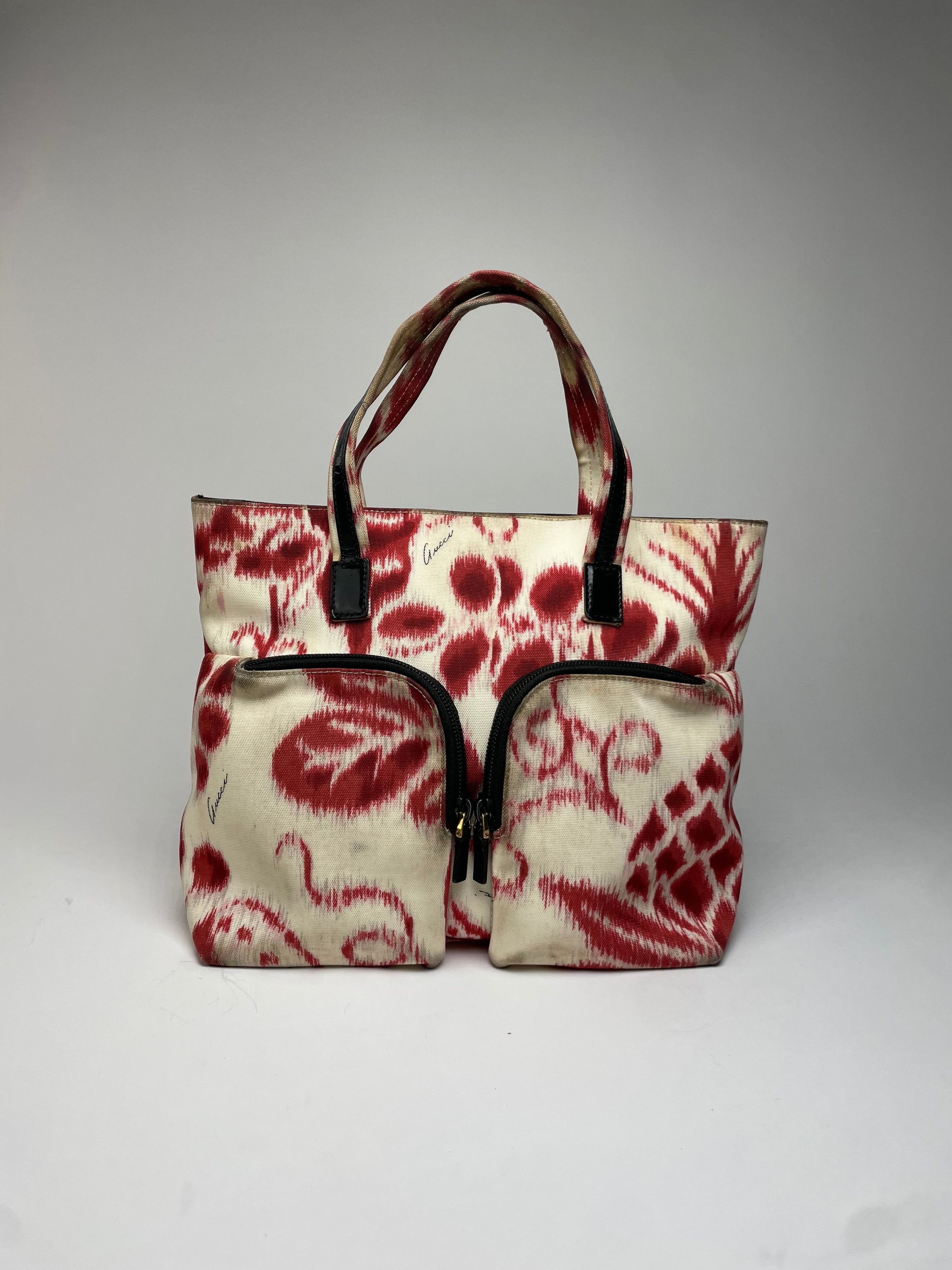 Gucci Vintage Abstract Handbag White Red Size ONE SIZE - 6 Thumbnail