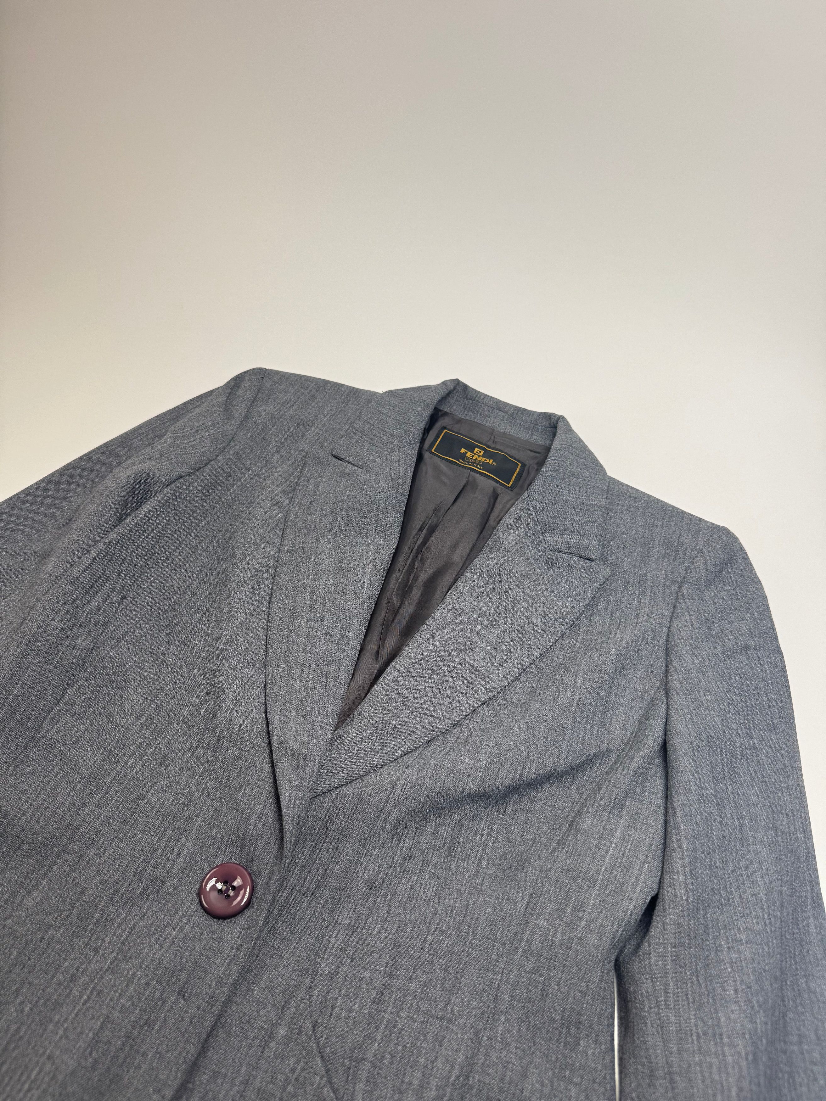 Fendi Vintage Roma Wool Blazer 38/M Grey Size XS / US 0-2 / IT 36-38 - 9 Thumbnail
