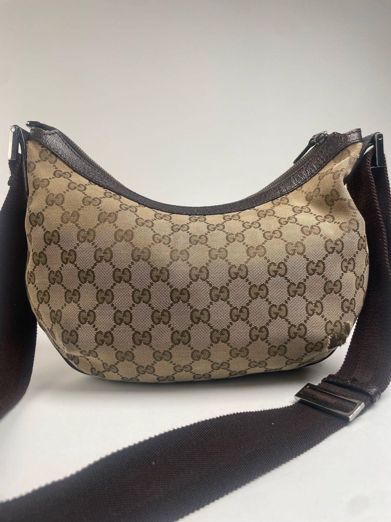 Gucci Vintage Monogram Croissant Shoulder Bag Beige Brown Size ONE SIZE - 2 Thumbnail