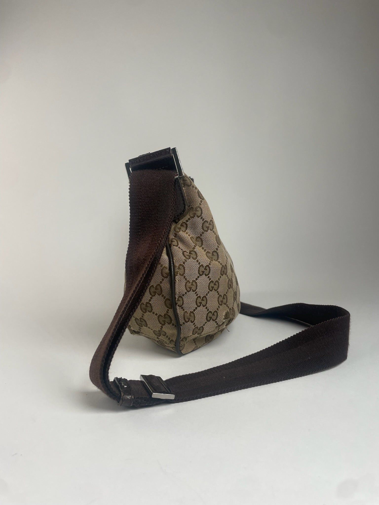 Gucci Vintage Monogram Croissant Shoulder Bag Beige Brown Size ONE SIZE - 5 Thumbnail