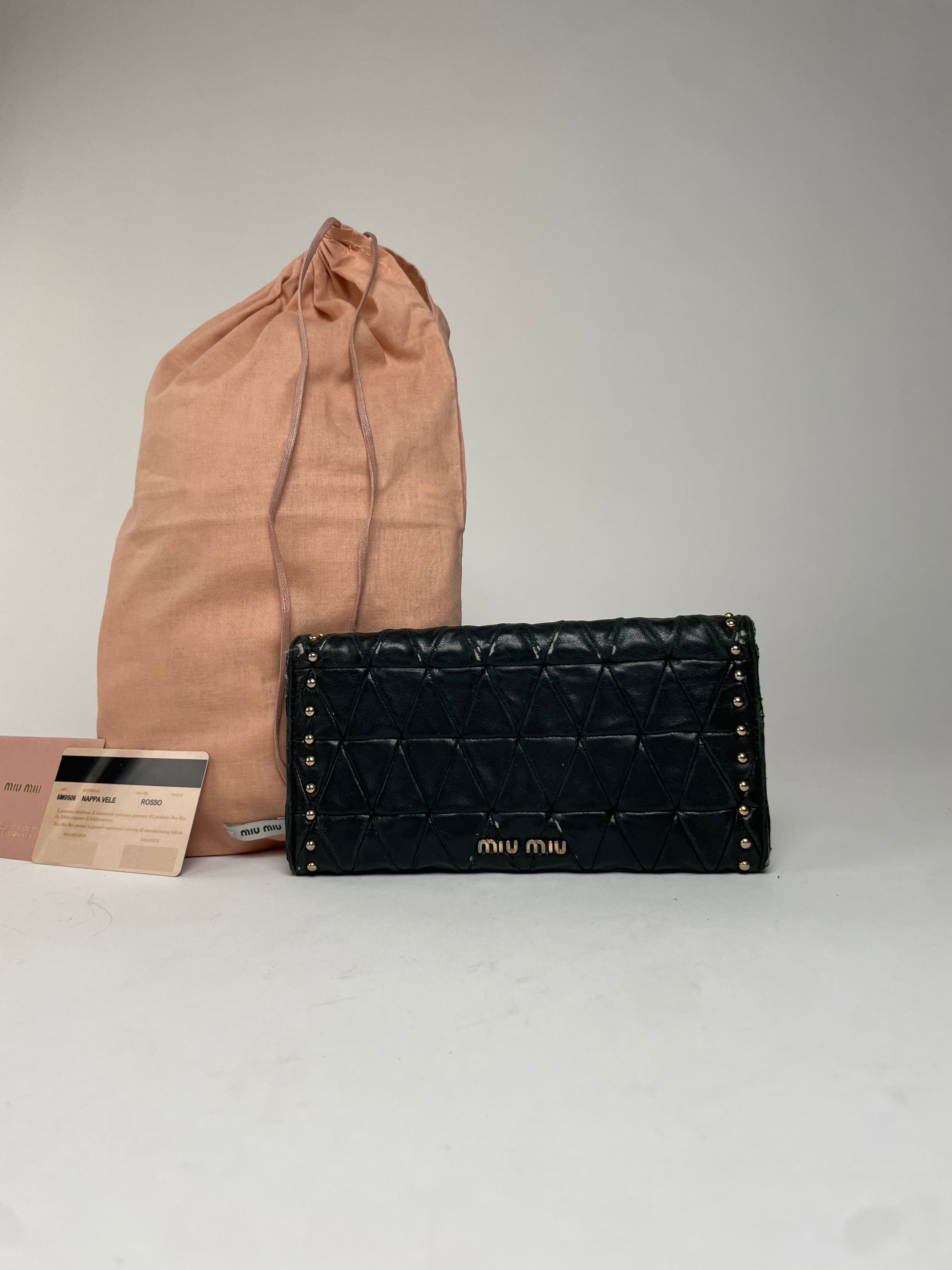 Miu Miu Vintage Studded Leather Wallet Black Size ONE SIZE - 2 Thumbnail