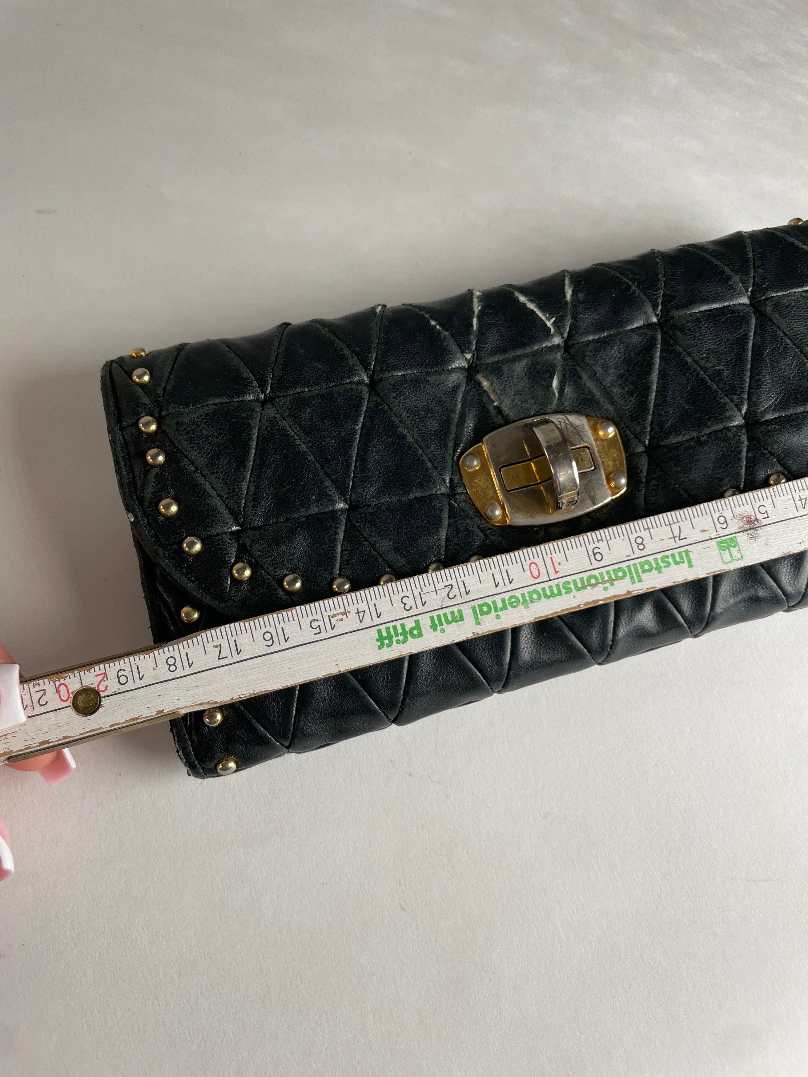 Miu Miu Vintage Studded Leather Wallet Black Size ONE SIZE - 9 Thumbnail